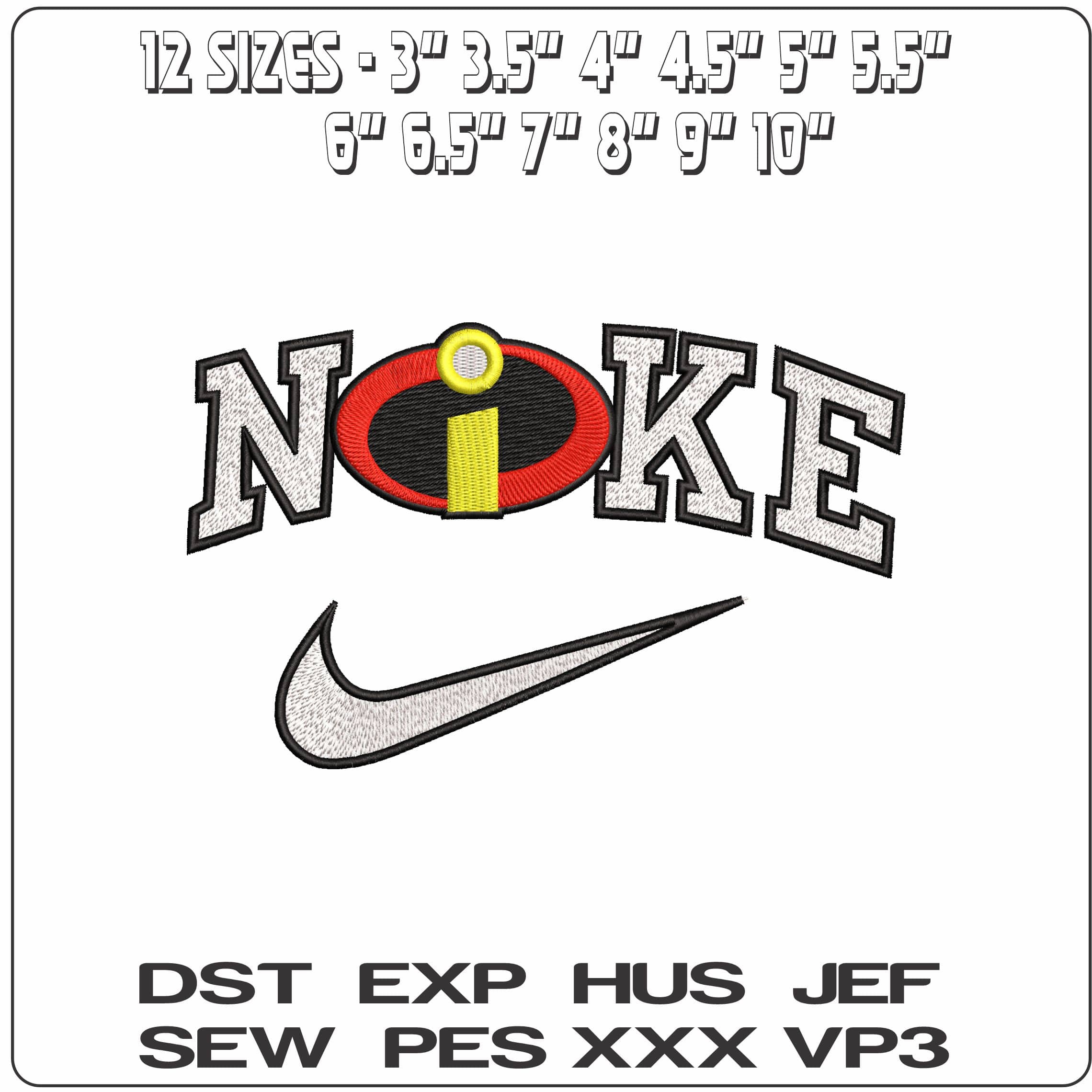 Nike The Incredibles Logo - Elegant embroidery design file - instant download — view 2