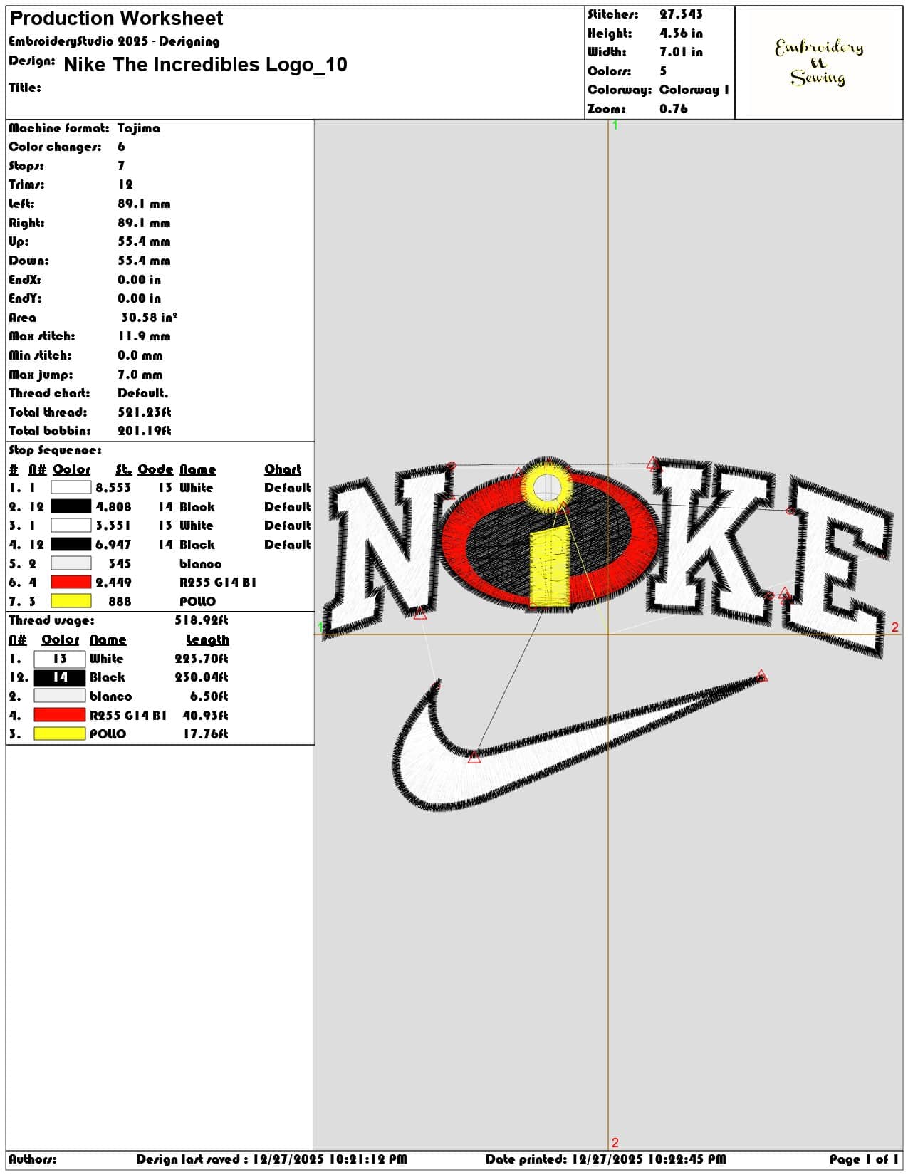 Nike The Incredibles Logo - Elegant embroidery design file - instant download — view 3
