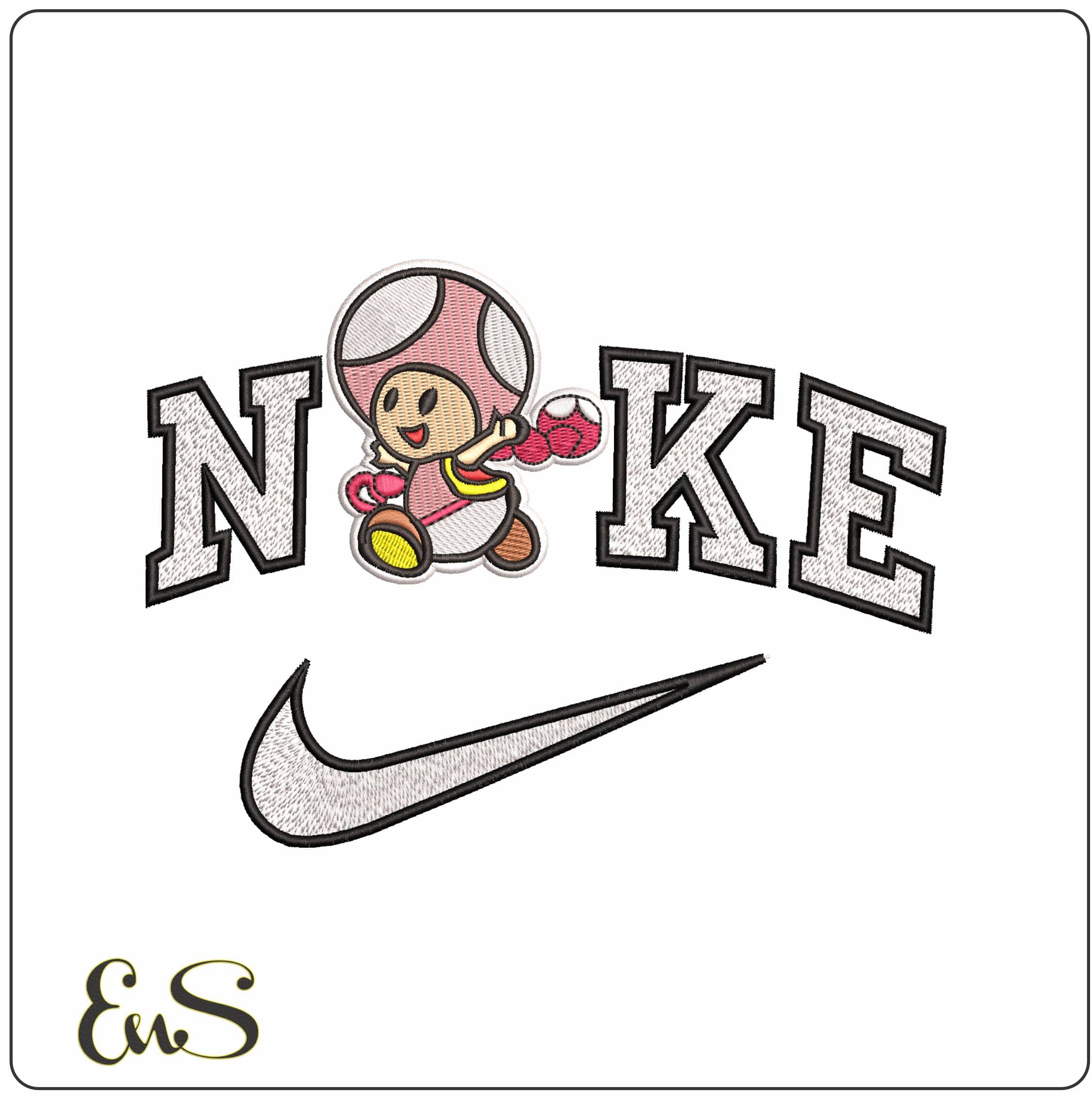 Nike Toadette Super Mario Bros - Elegant embroidery design file - instant download
