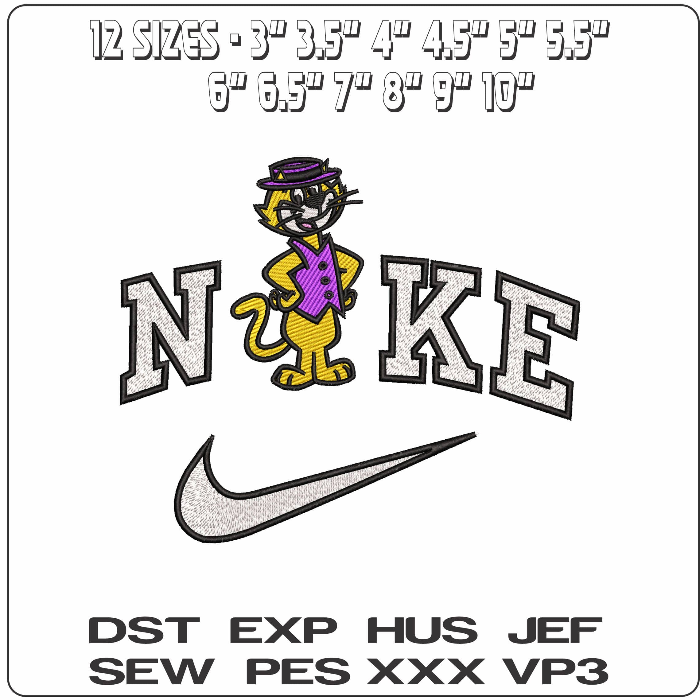 Nike Top Cat Pose Top Cat Cartoon - Elegant embroidery design file - instant download — view 2