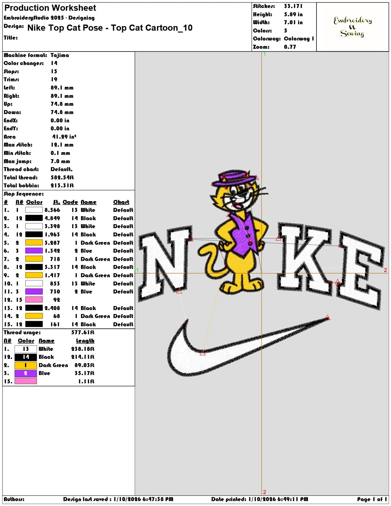 Nike Top Cat Pose Top Cat Cartoon - Elegant embroidery design file - instant download — view 3