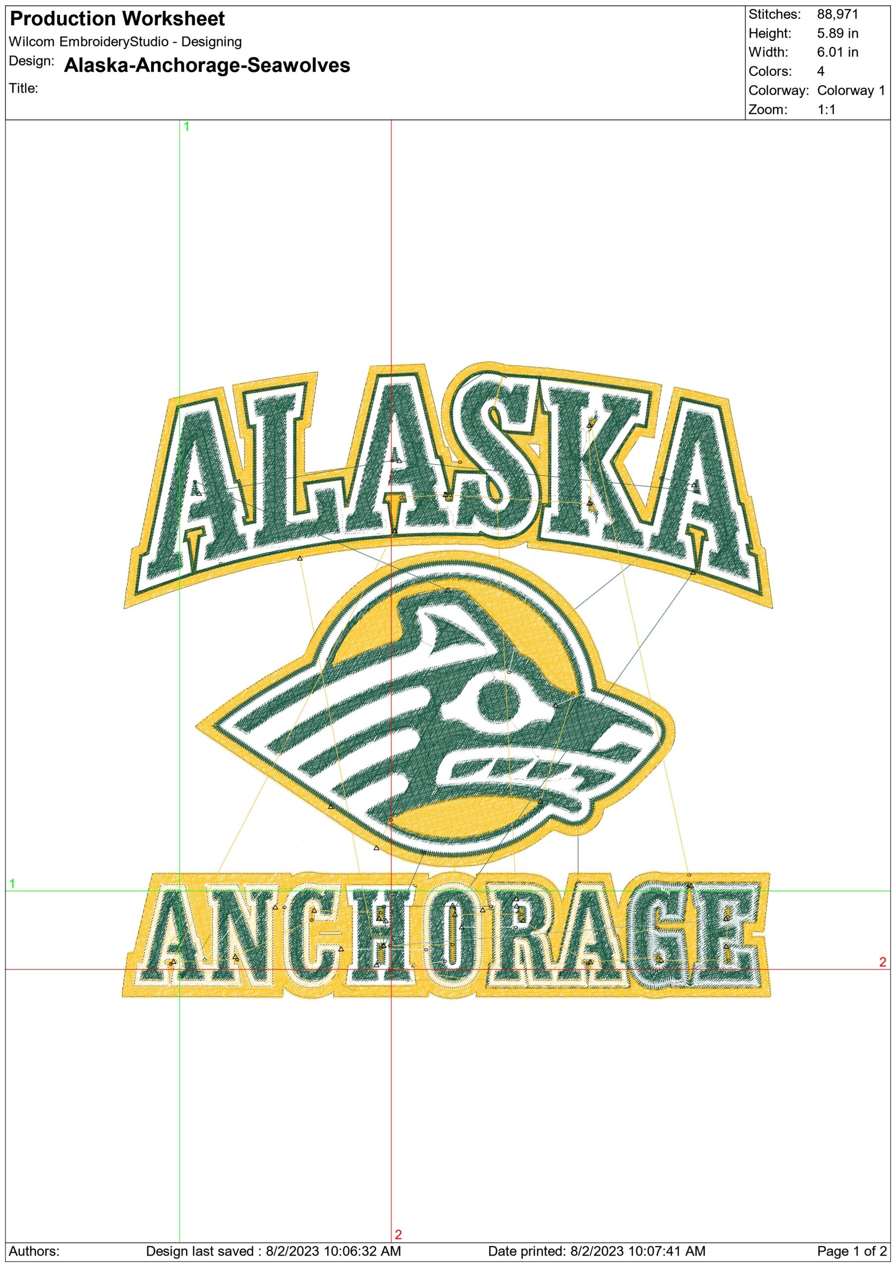 Alaska Seawolves embroidery design - University of Alaska Anchorage Logo embroidery machine pattern embroidery file - instant download — view 2