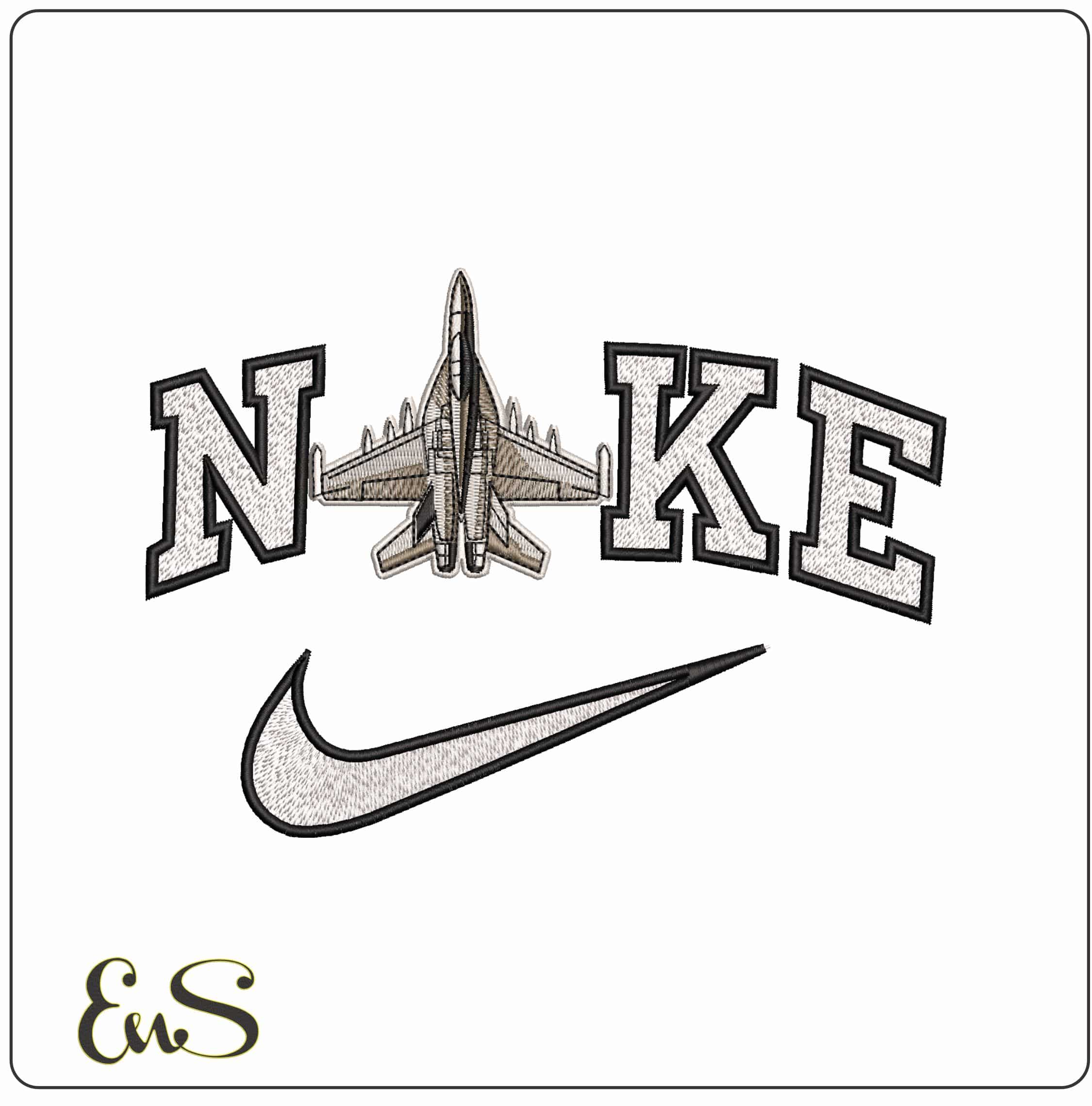 Nike Top Gun Fighter Jets - Elegant embroidery design file - instant download