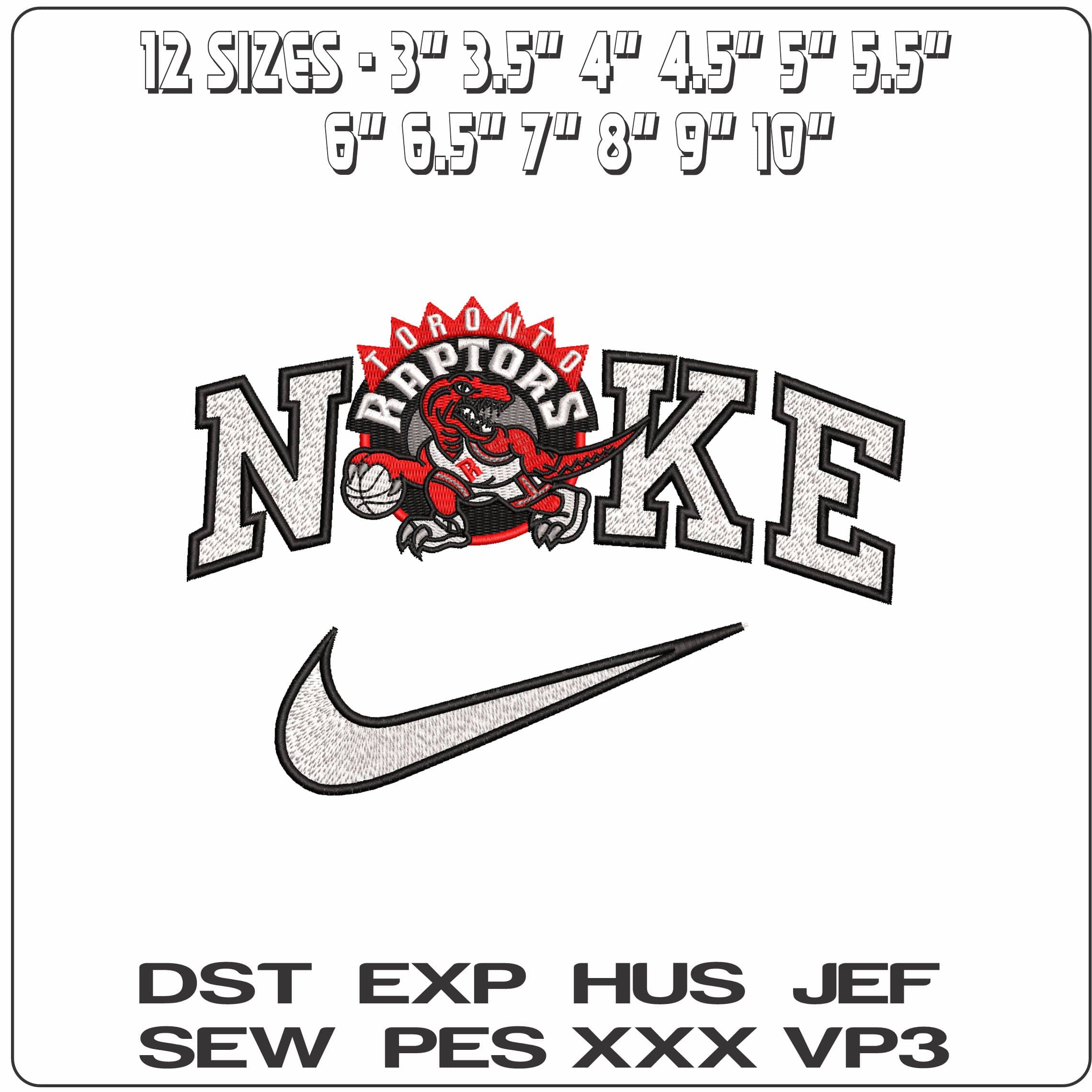 Nike Toronto Raptor - Elegant embroidery design file - instant download — view 2