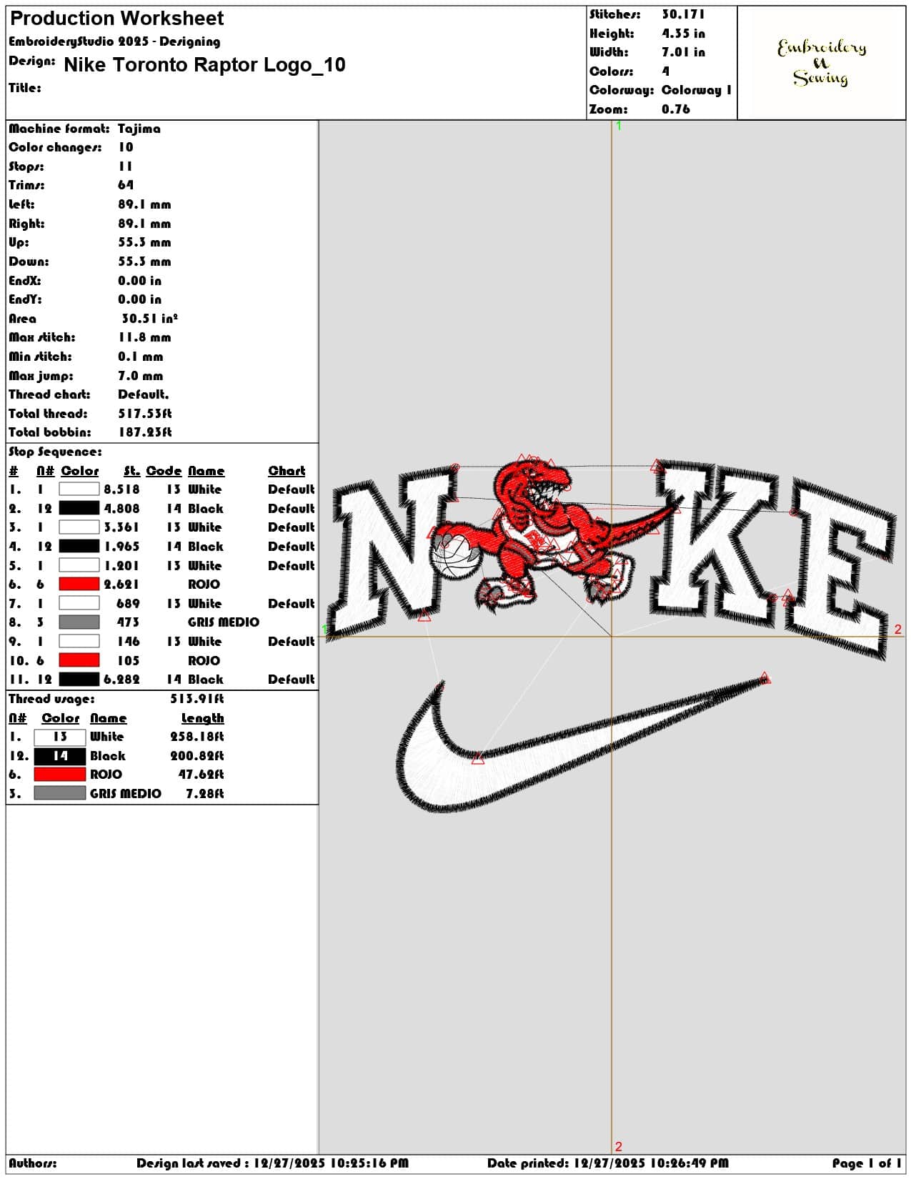 Nike Toronto Raptor Logo - Elegant embroidery design file - instant download — view 3