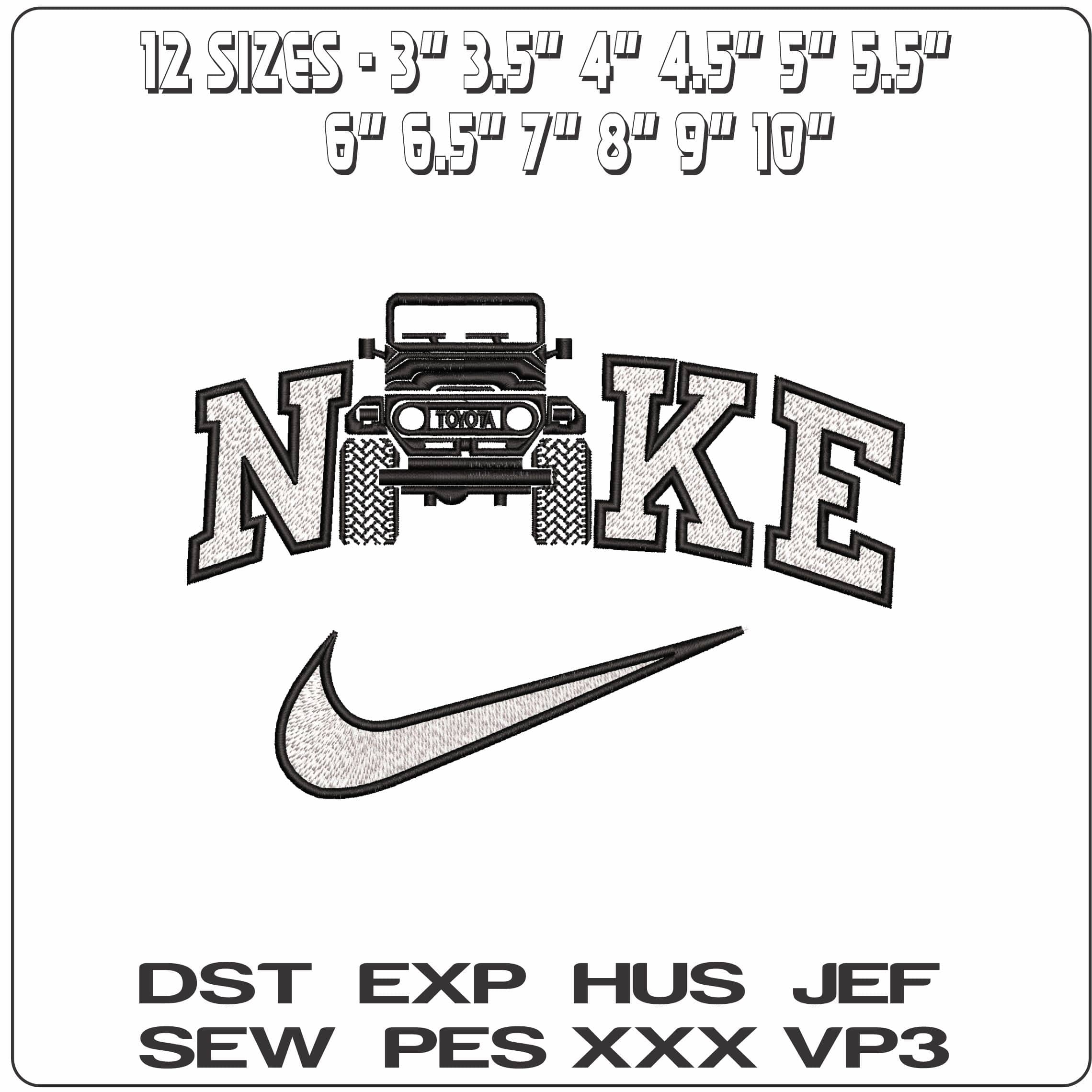 Nike Toyota Offroader Line Art - Elegant embroidery design file - instant download — view 2