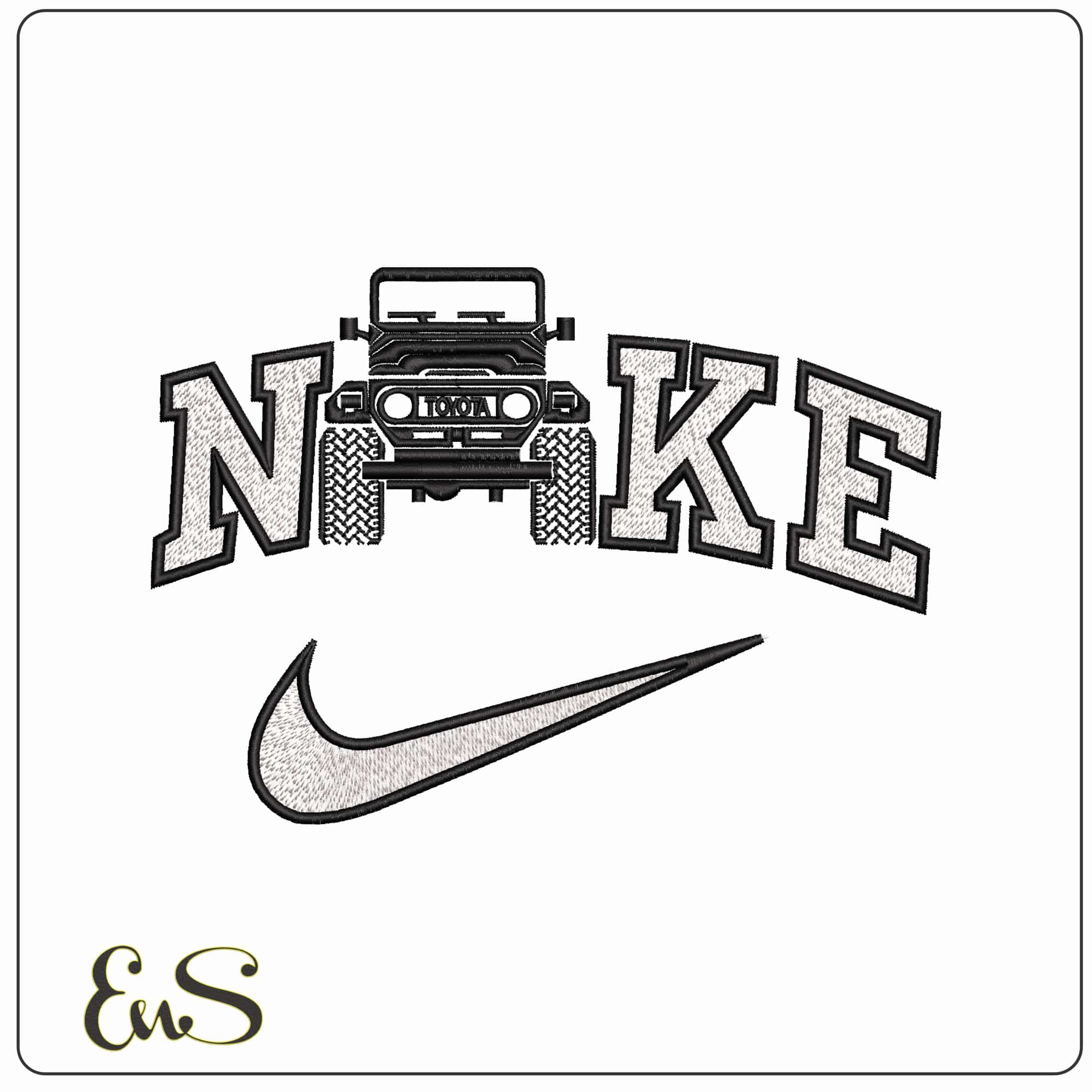 Nike Toyota Offroader Line Art - Elegant embroidery design file - instant download