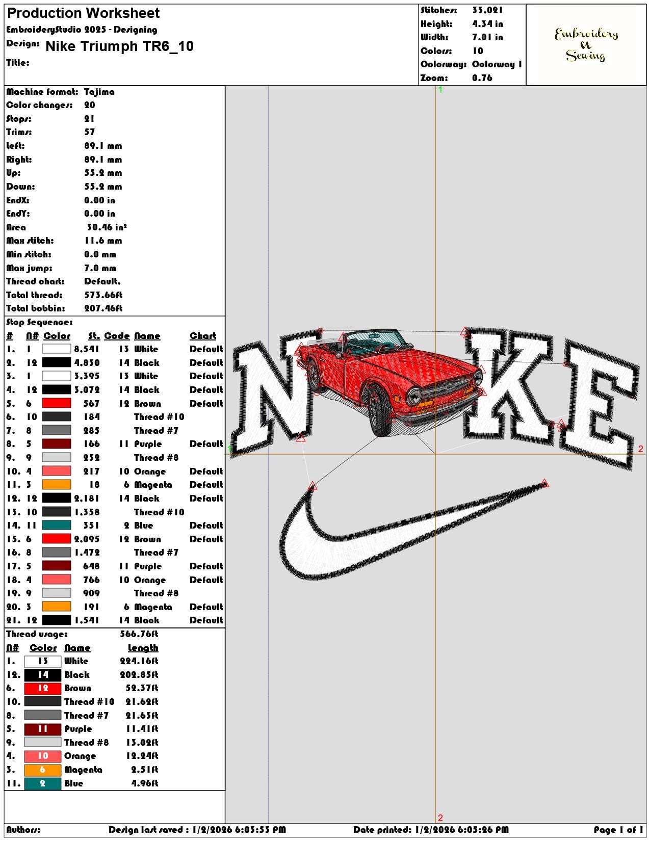 Nike Triumph TR6 - Elegant embroidery design file - instant download — view 3