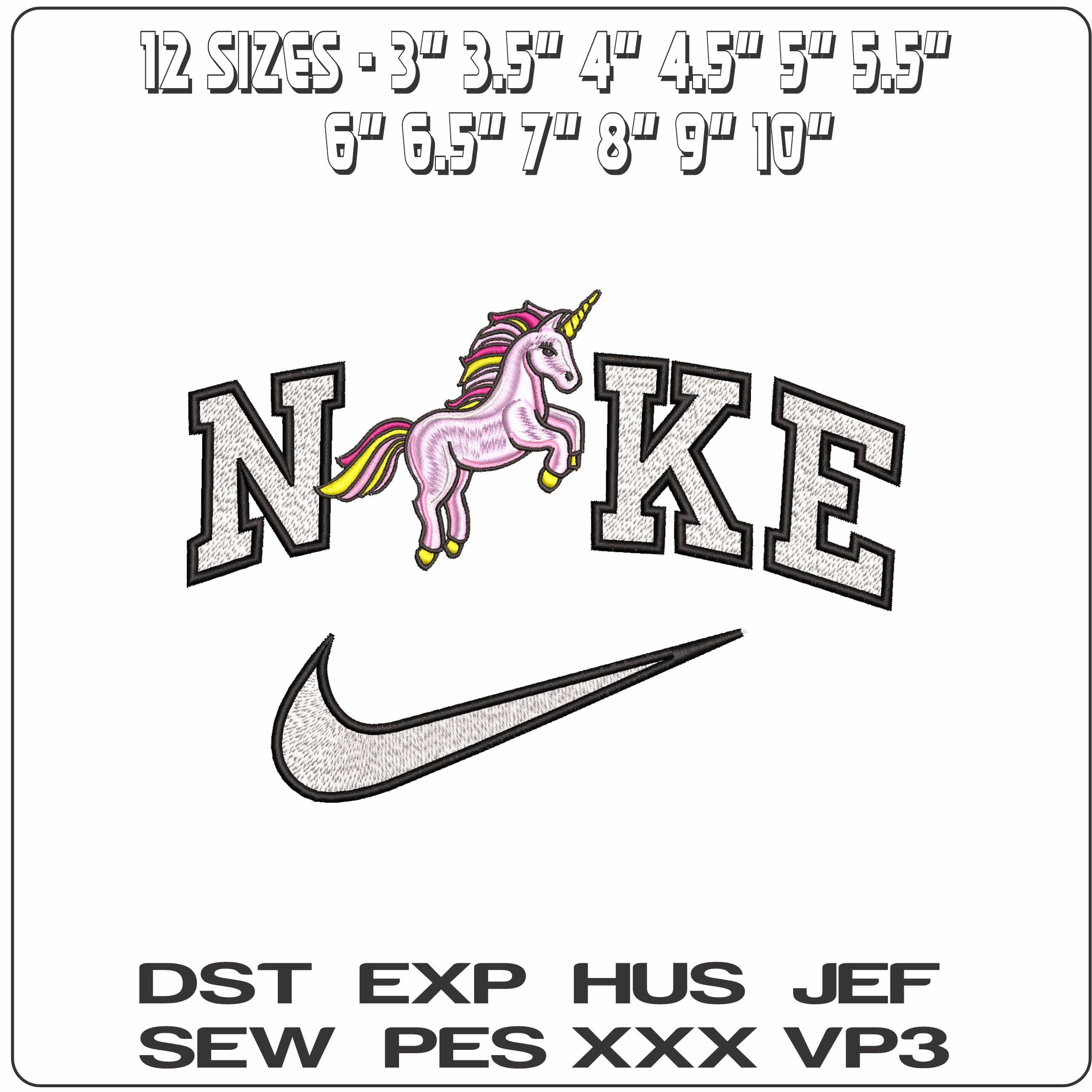 Nike Unicorn Jumping - Elegant embroidery design file - instant download — view 2