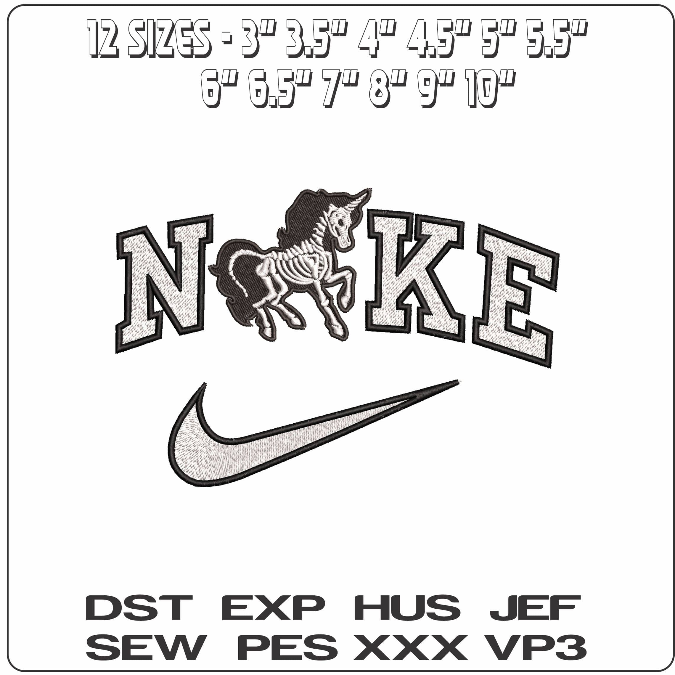 Nike Unicorn Skeleton for Halloween - Elegant embroidery design file - instant download — view 2