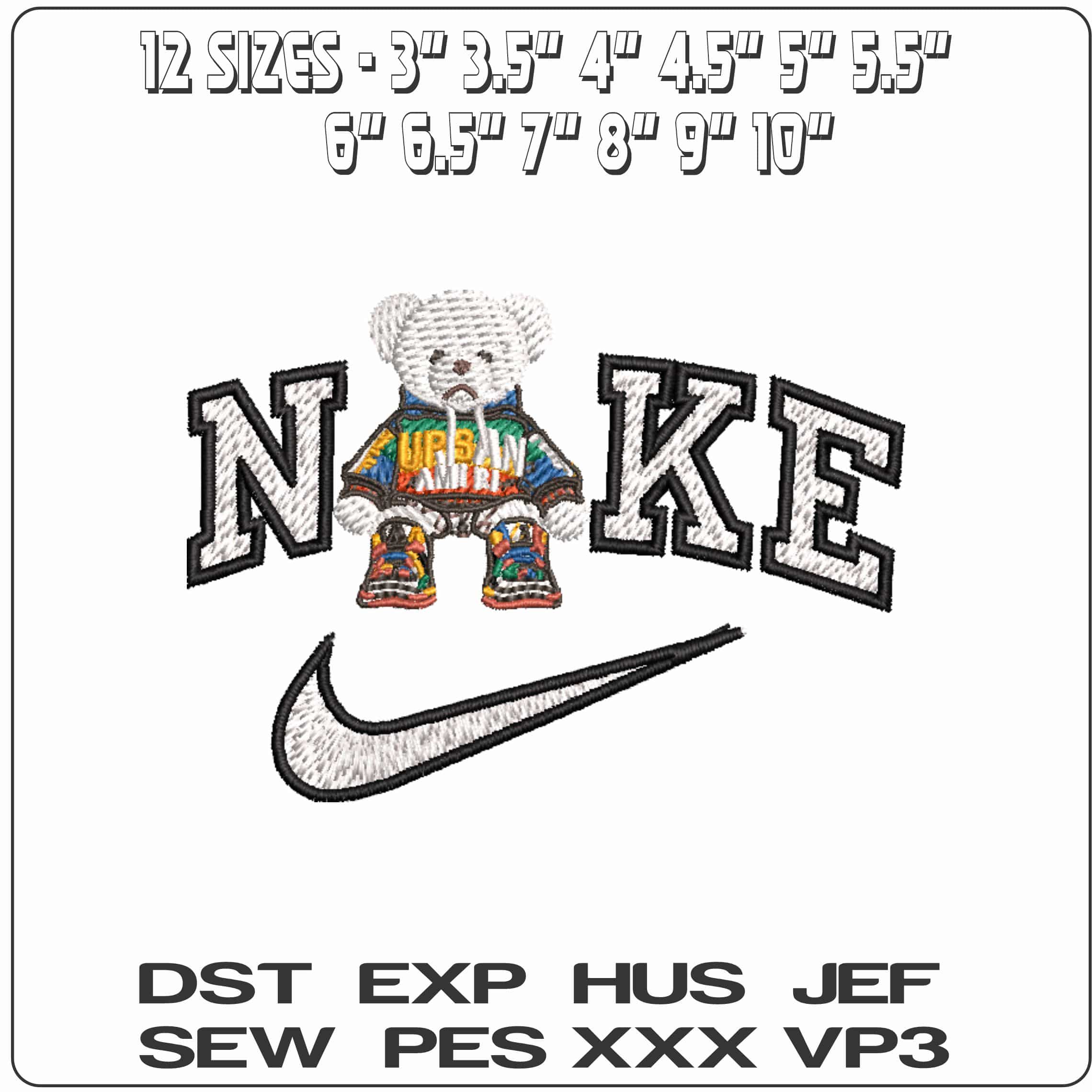 Nike Urban Amiri Bear Sitting - Elegant embroidery design file - instant download — view 2