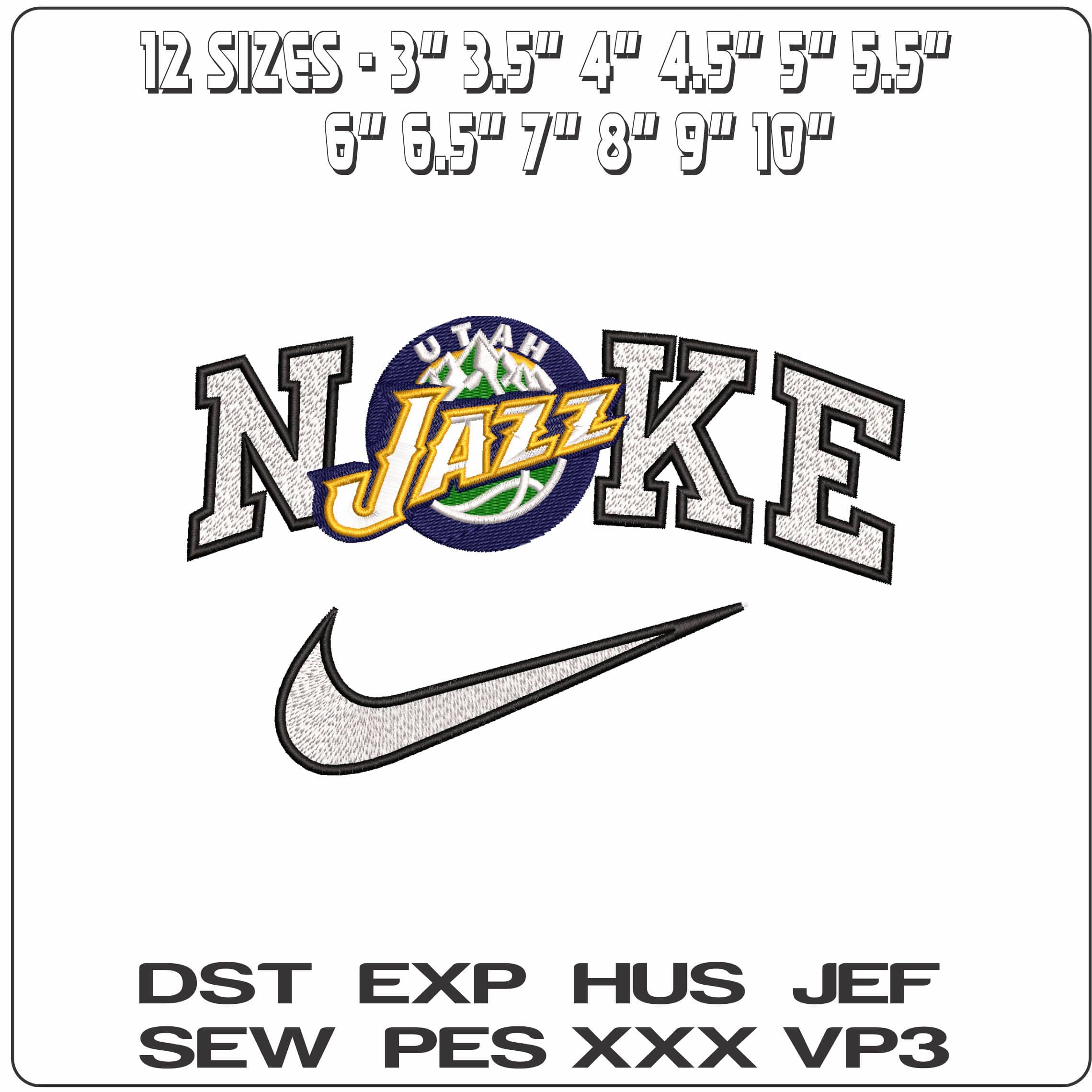 Nike Utah Jazz - Elegant embroidery design file - instant download — view 2