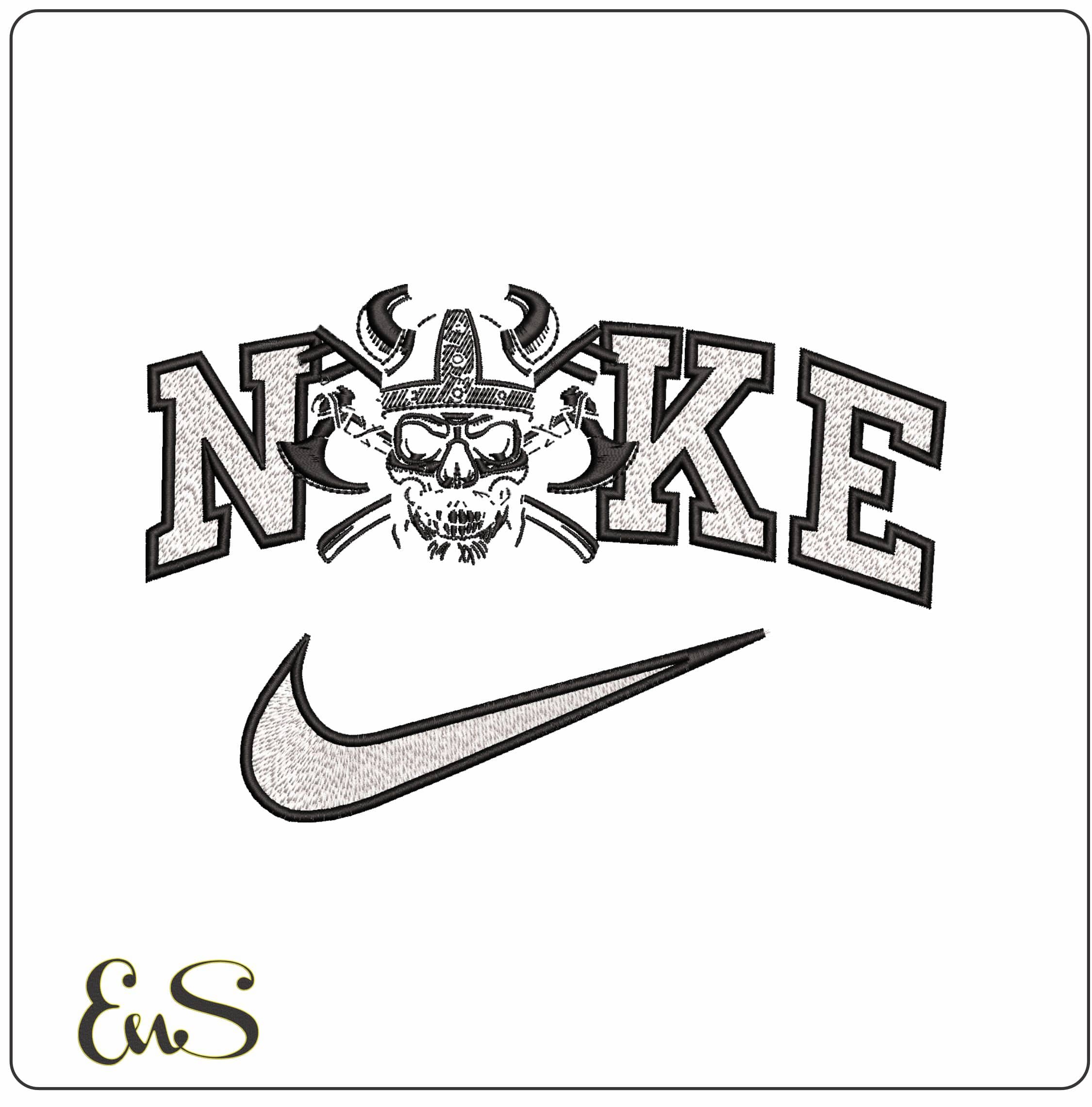 Nike Viking Axes and Skull - Elegant embroidery design file - instant download