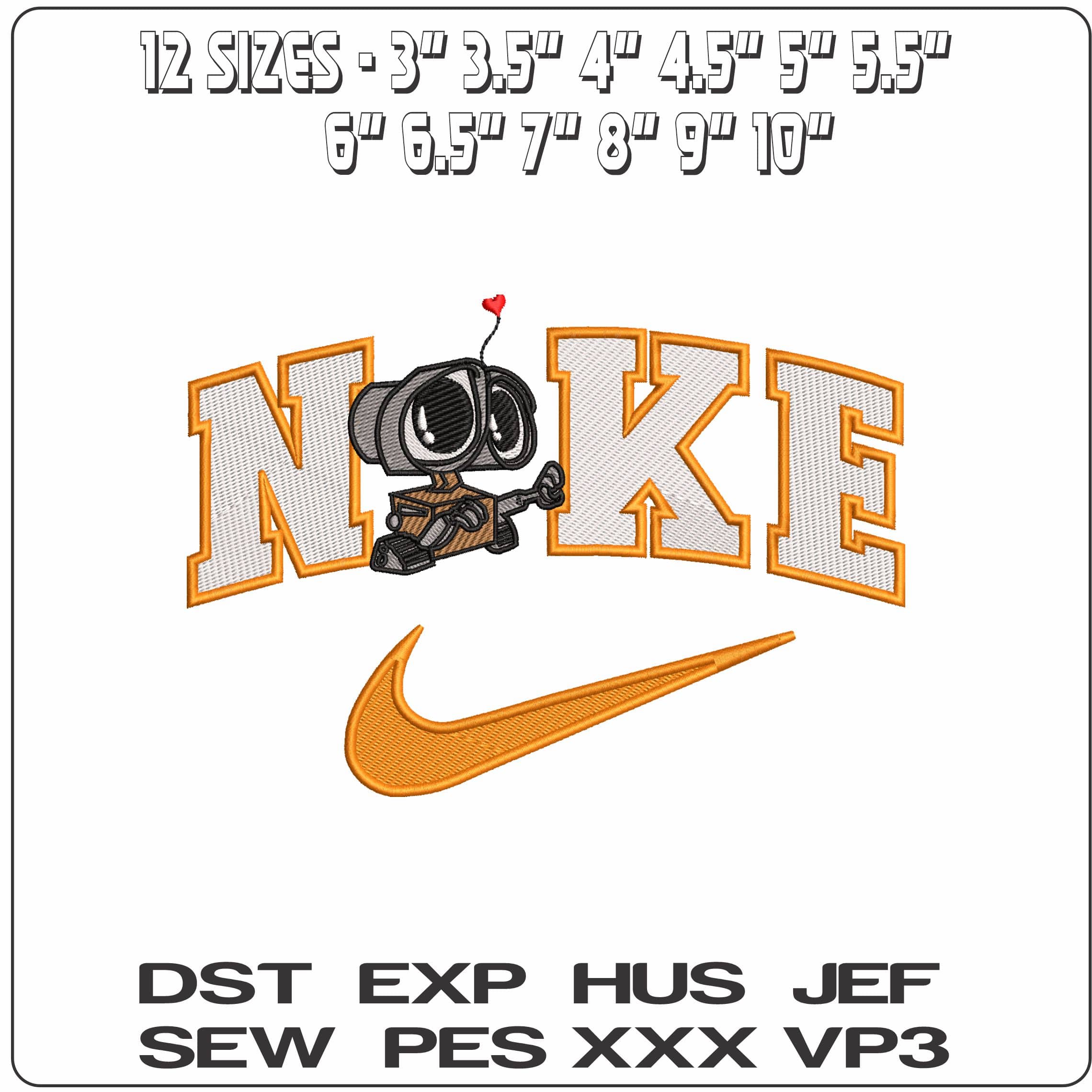 NIKE Walle Wall e - Elegant embroidery design file - instant download — view 2