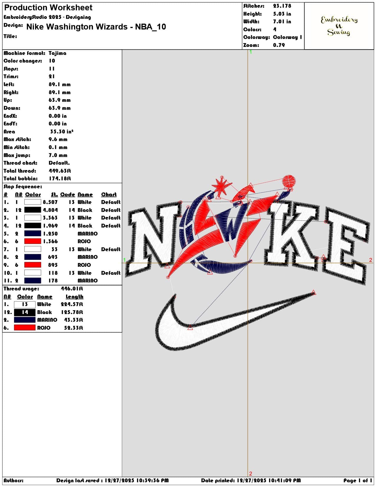 Nike Washington Wizards NBA - Elegant embroidery design file - instant download — view 3