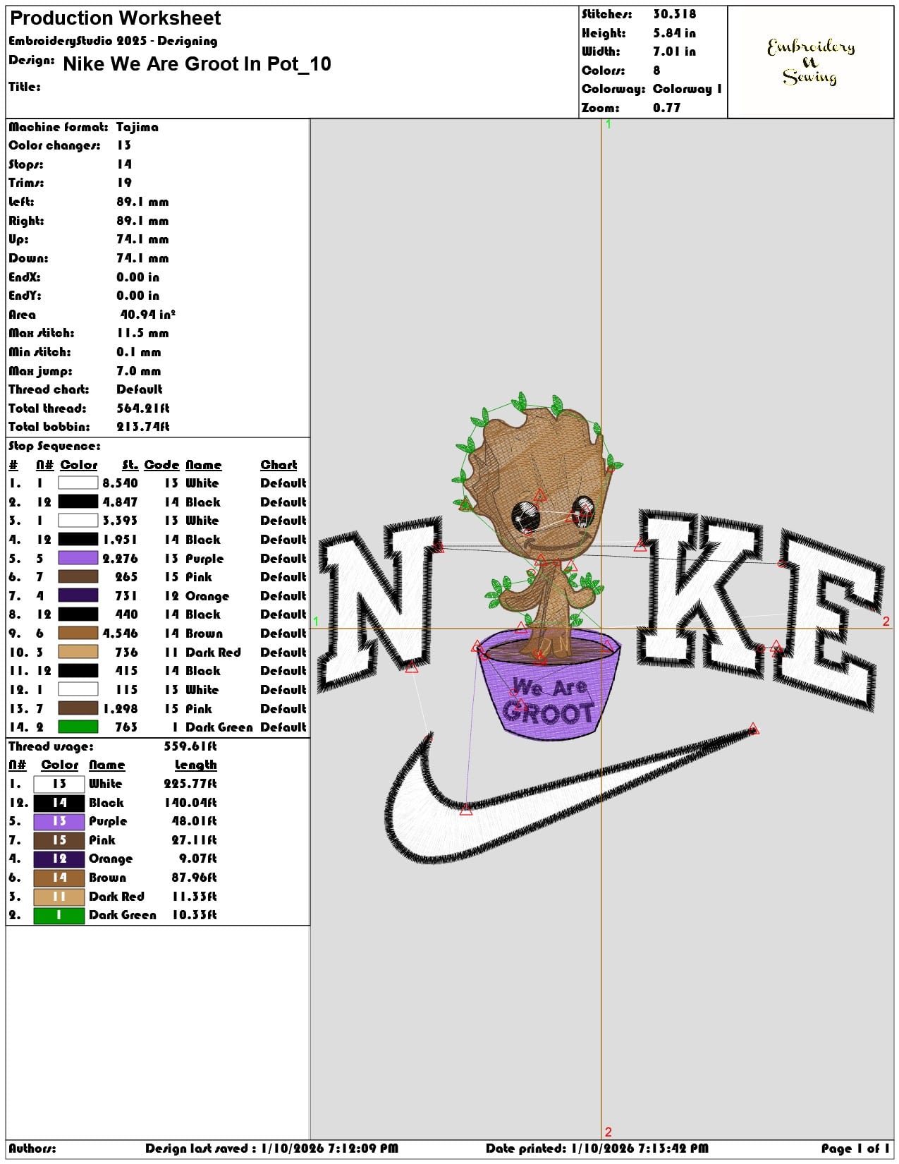 Nike We Are Groot In Pot - Elegant embroidery design file - instant download — view 3