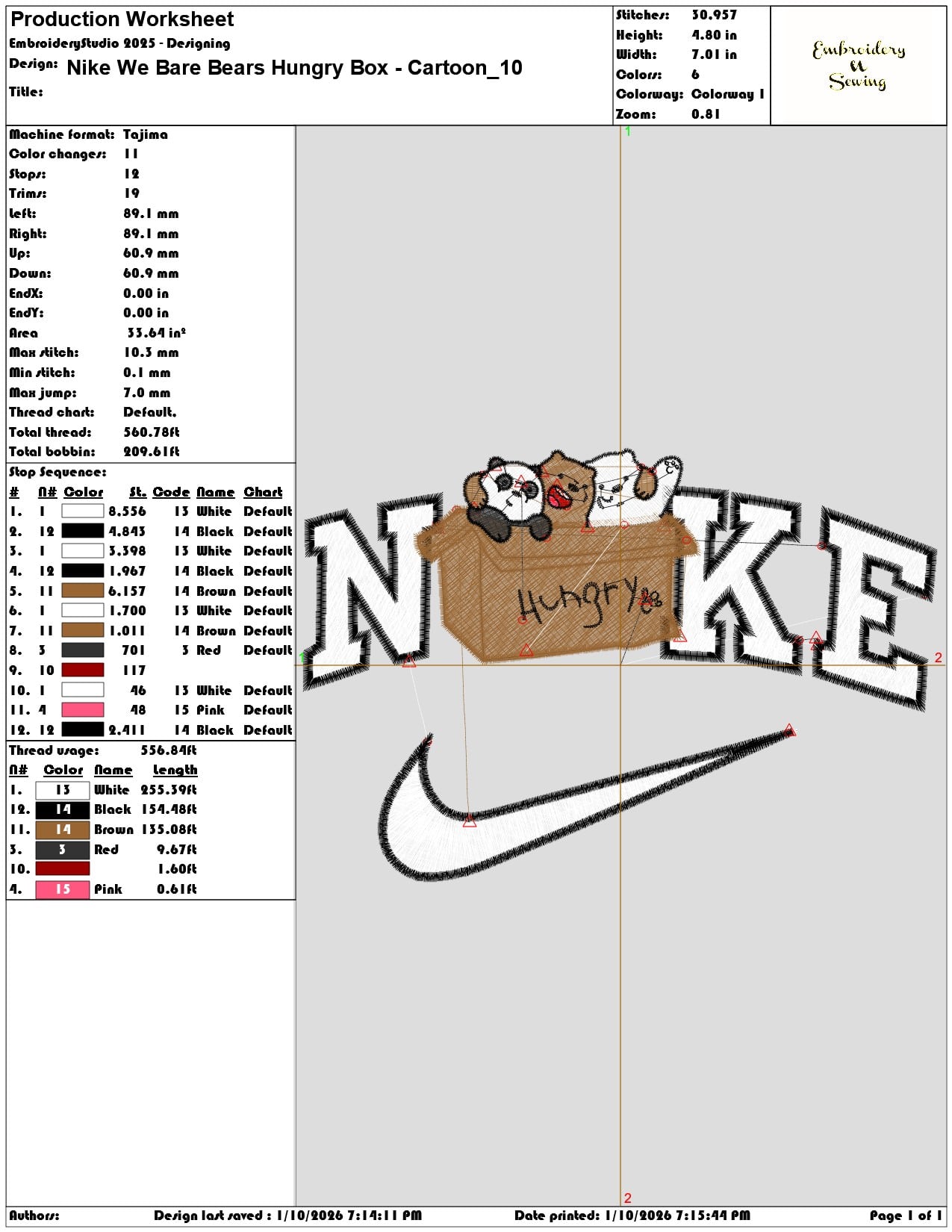 Nike We Bare Bears Hungry Box Cartoon - Elegant embroidery design file - instant download — view 3