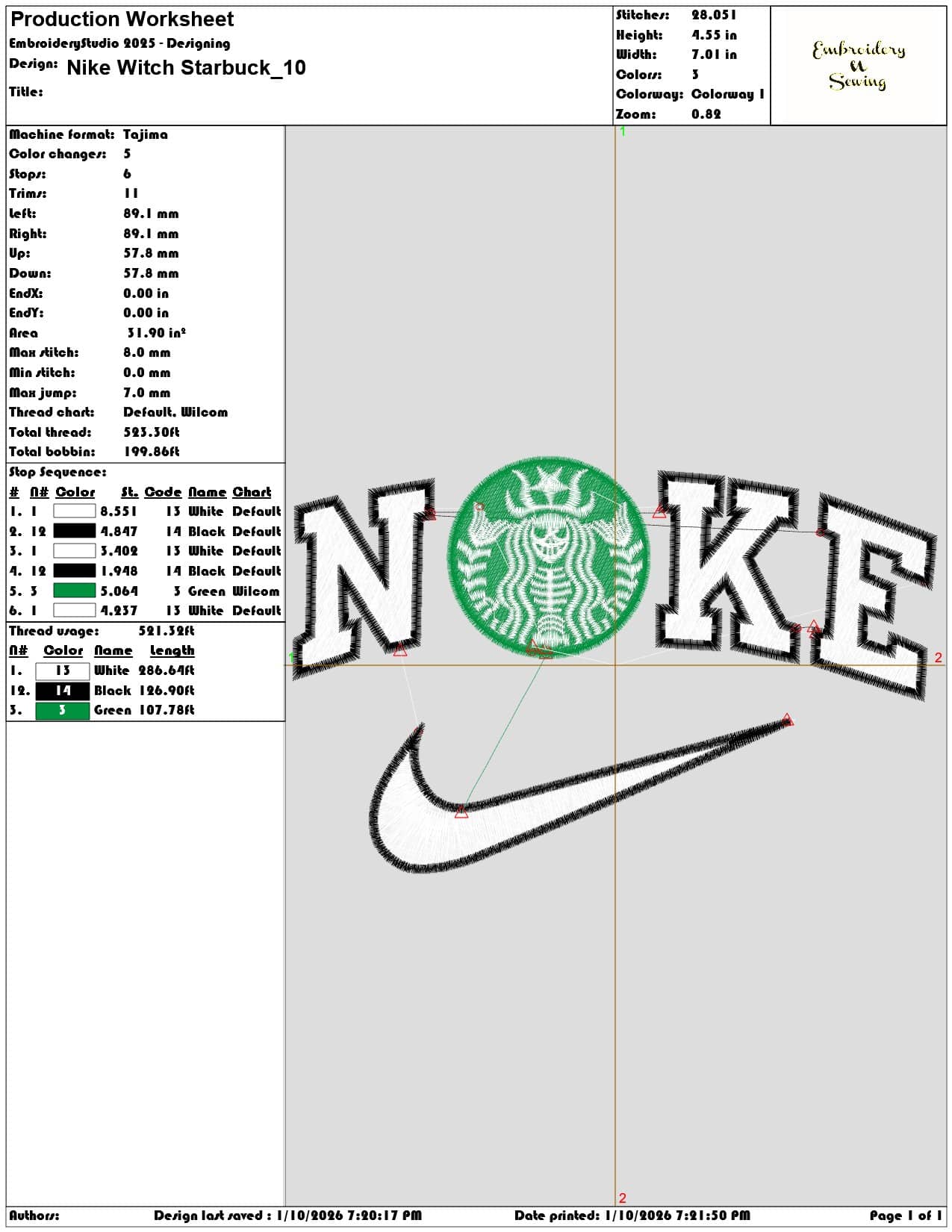 Nike Witch Starbuck - Elegant embroidery design file - instant download — view 3