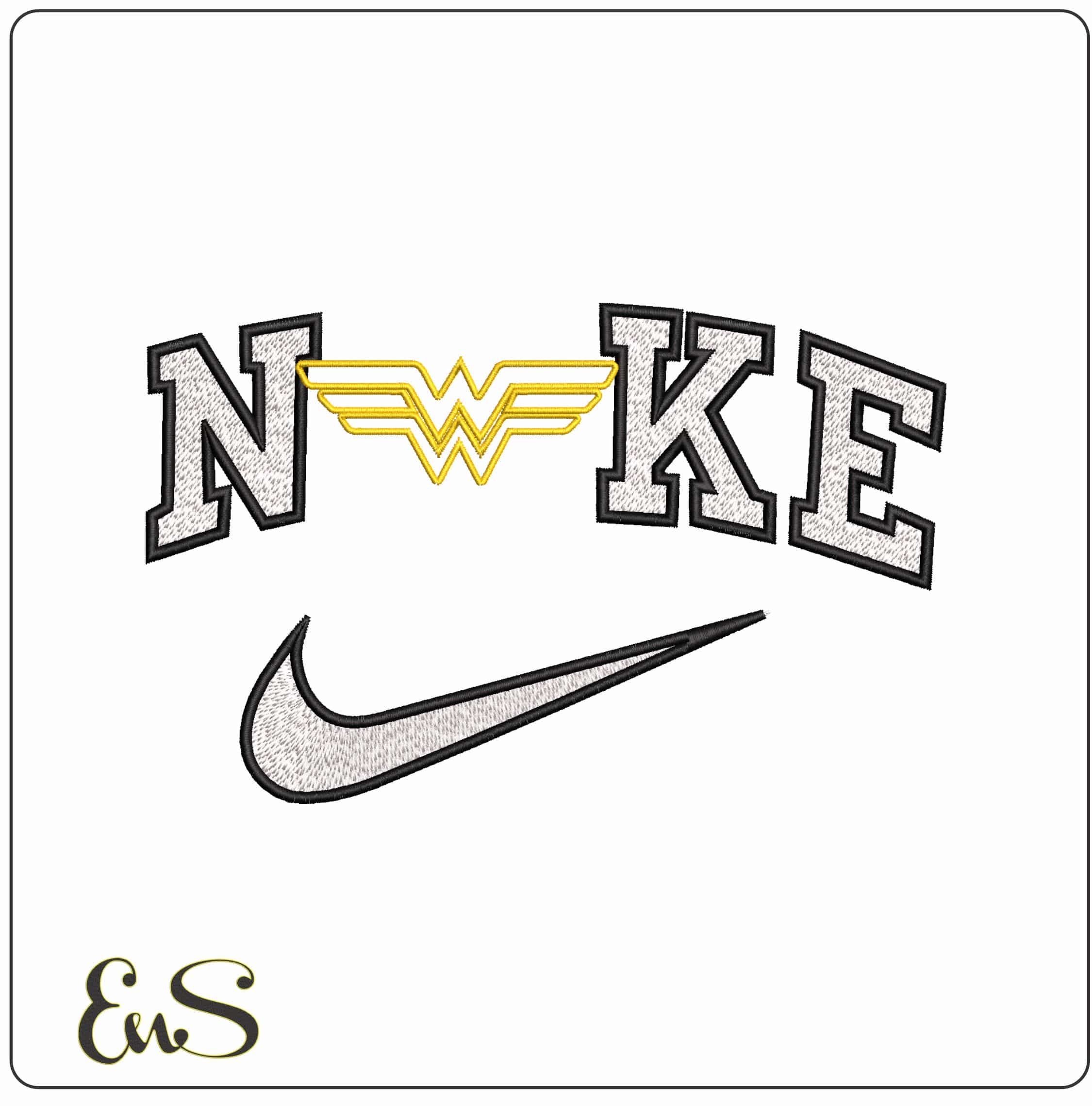 Nike Wonder Woman Logo outline DC omics - Elegant embroidery design file - instant download