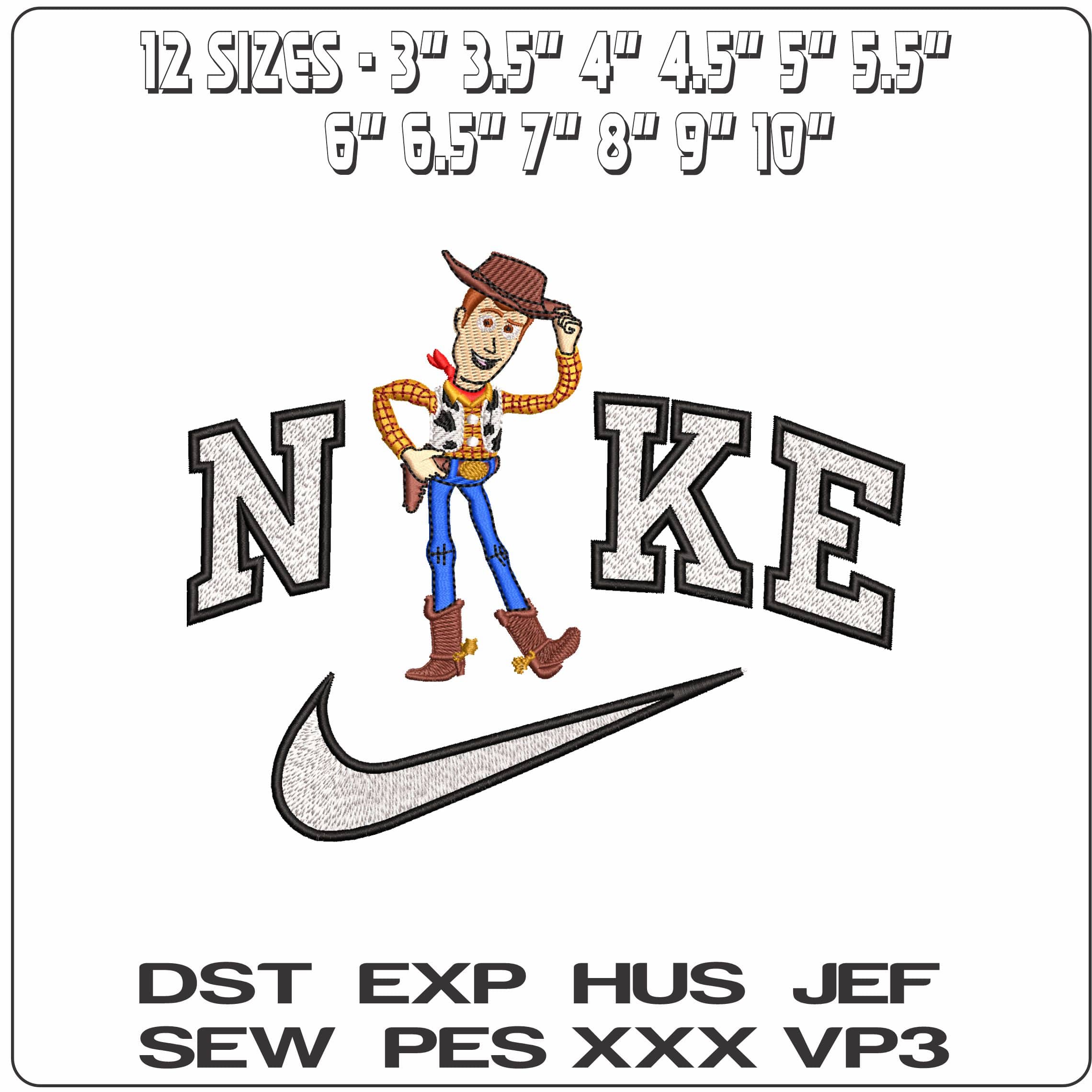 Nike Woody Tipping Hat Toy Story - Elegant embroidery design file - instant download — view 2