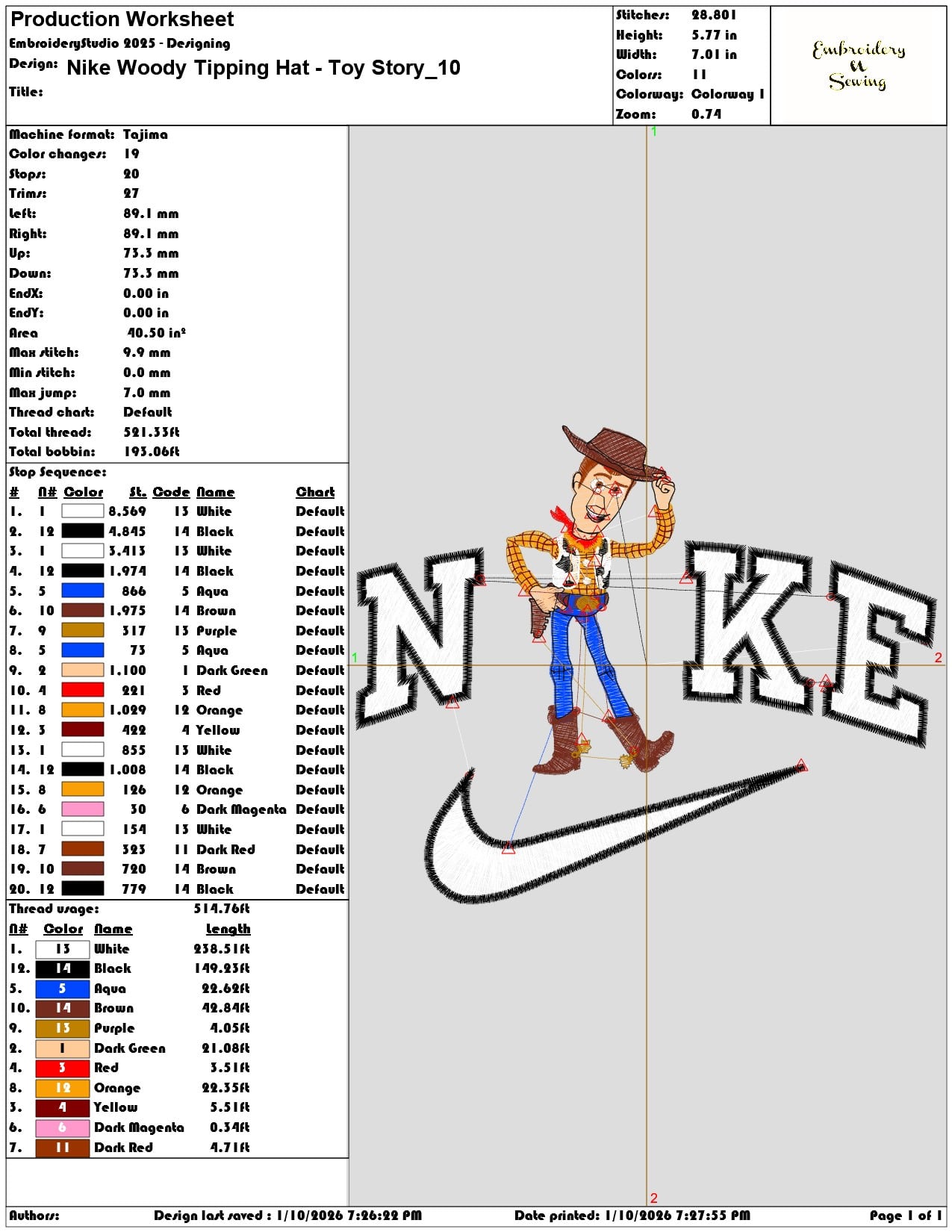 Nike Woody Tipping Hat Toy Story - Elegant embroidery design file - instant download — view 3