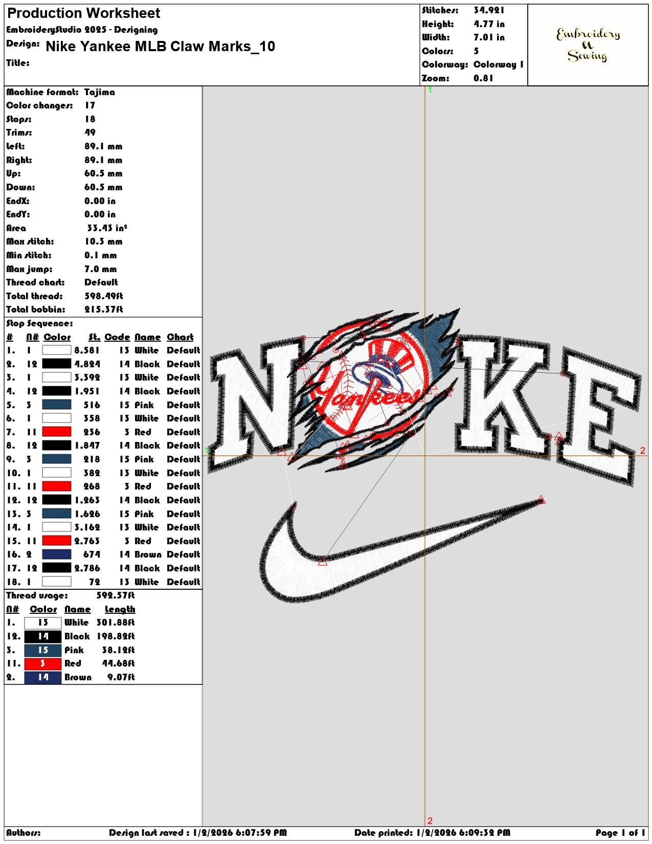Nike Yankee MLB Claw Marks - Elegant embroidery design file - instant download — view 3