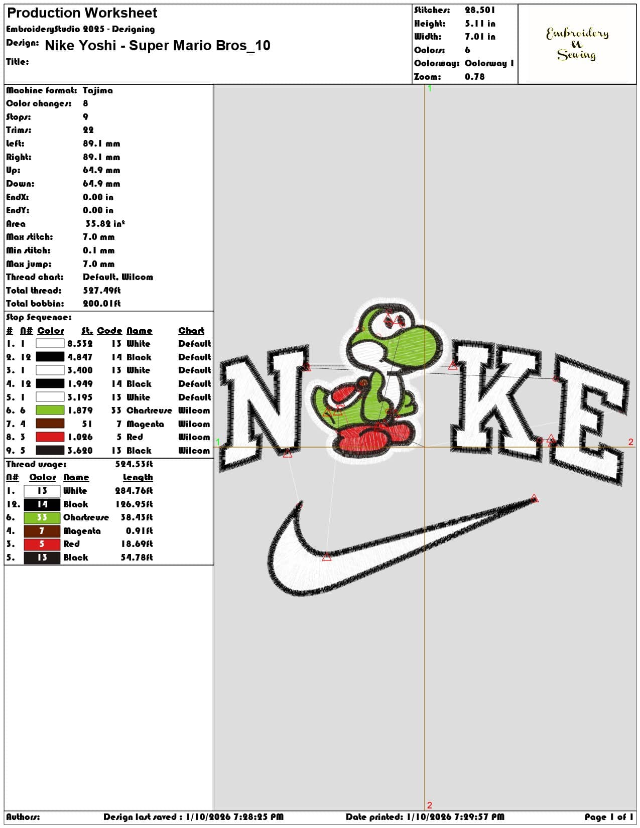 Nike Yoshi Super Mario Bros - Elegant embroidery design file - instant download — view 3