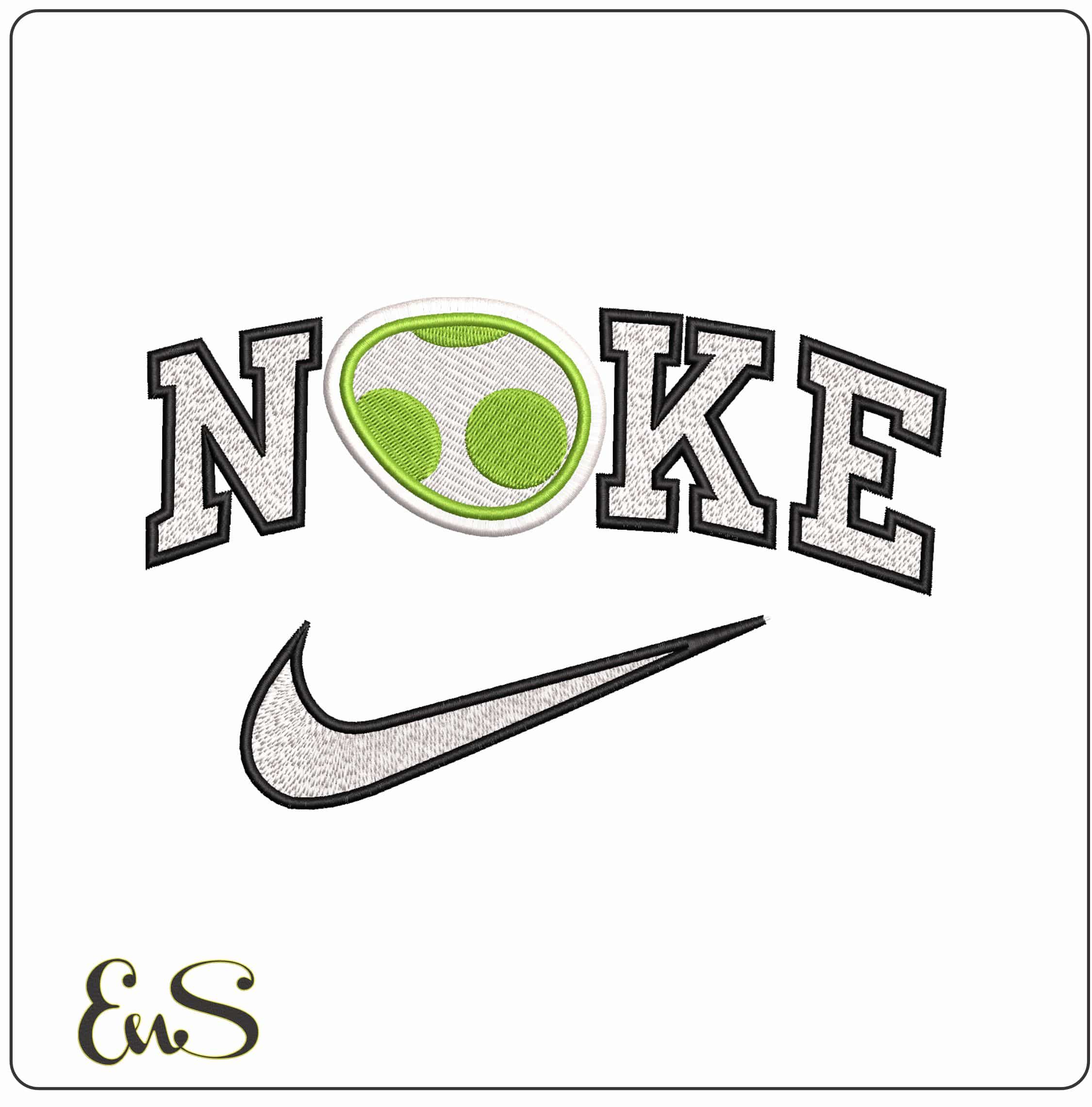 Nike Yoshi Egg Super Mario Bros - Elegant embroidery design file - instant download