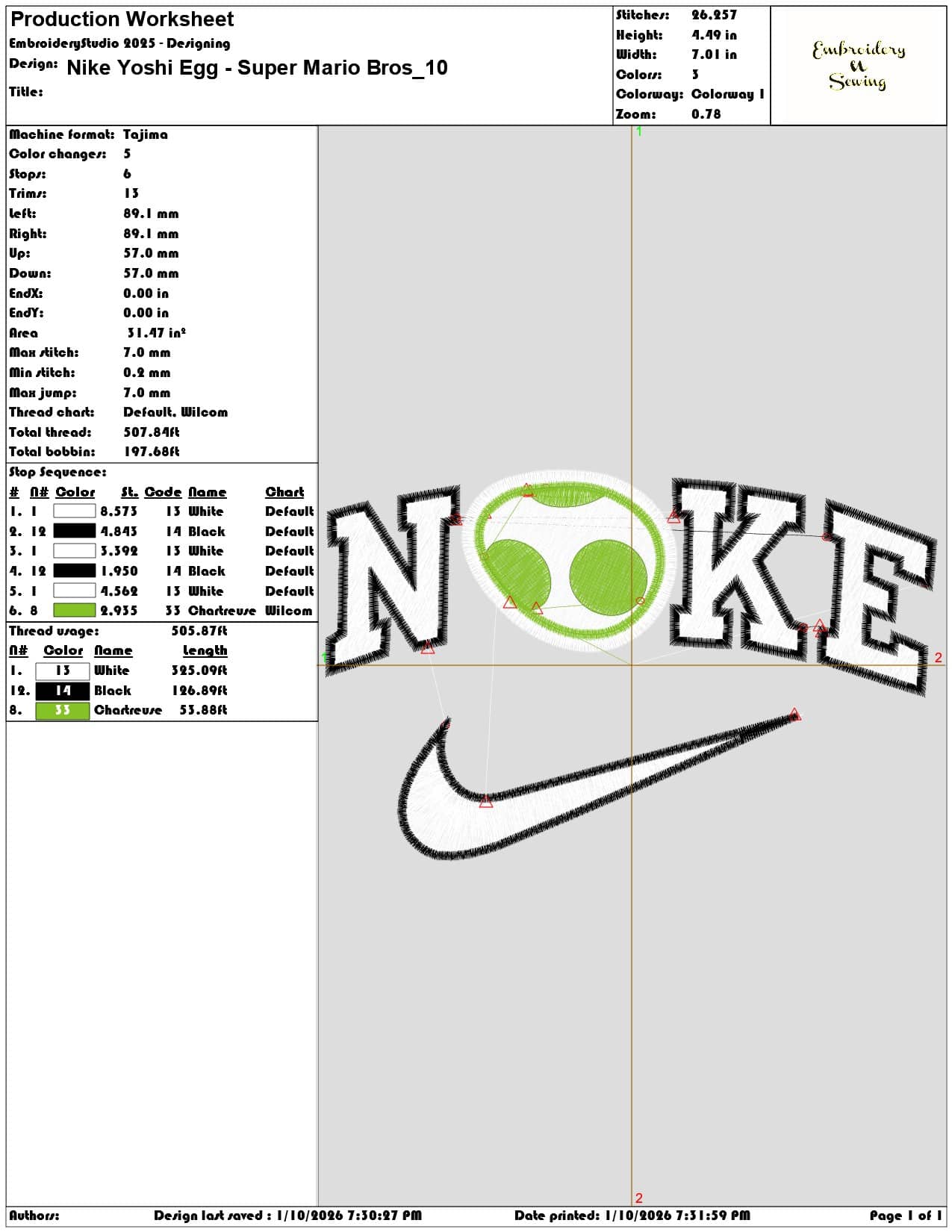 Nike Yoshi Egg Super Mario Bros - Elegant embroidery design file - instant download — view 3