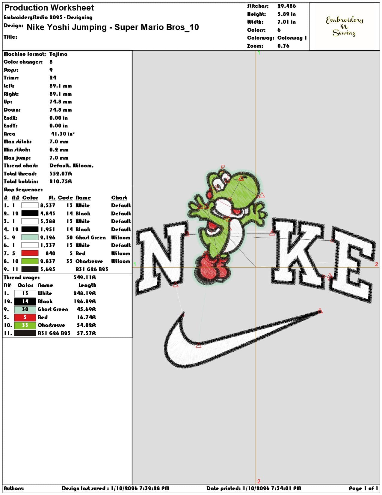 Nike Yoshi Jumping Super Mario Bros - Elegant embroidery design file - instant download — view 3