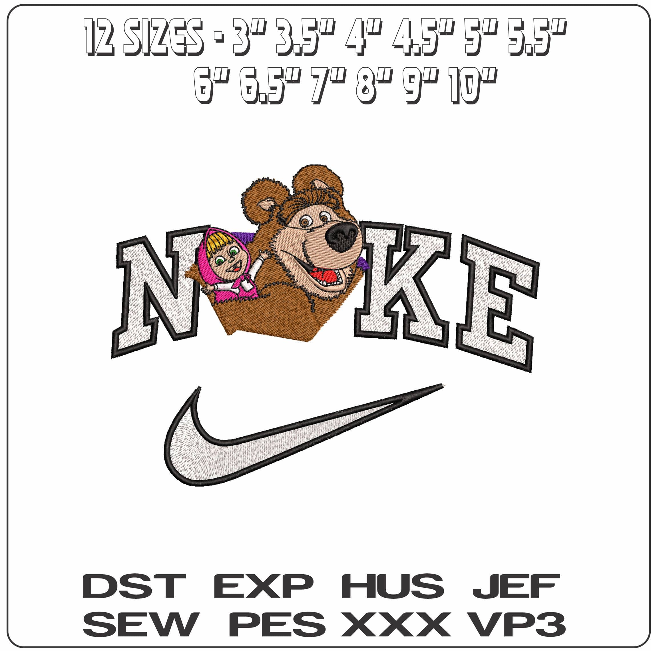 NikeMasha and the Bear Cartoon - Elegant embroidery design file - instant download — view 2