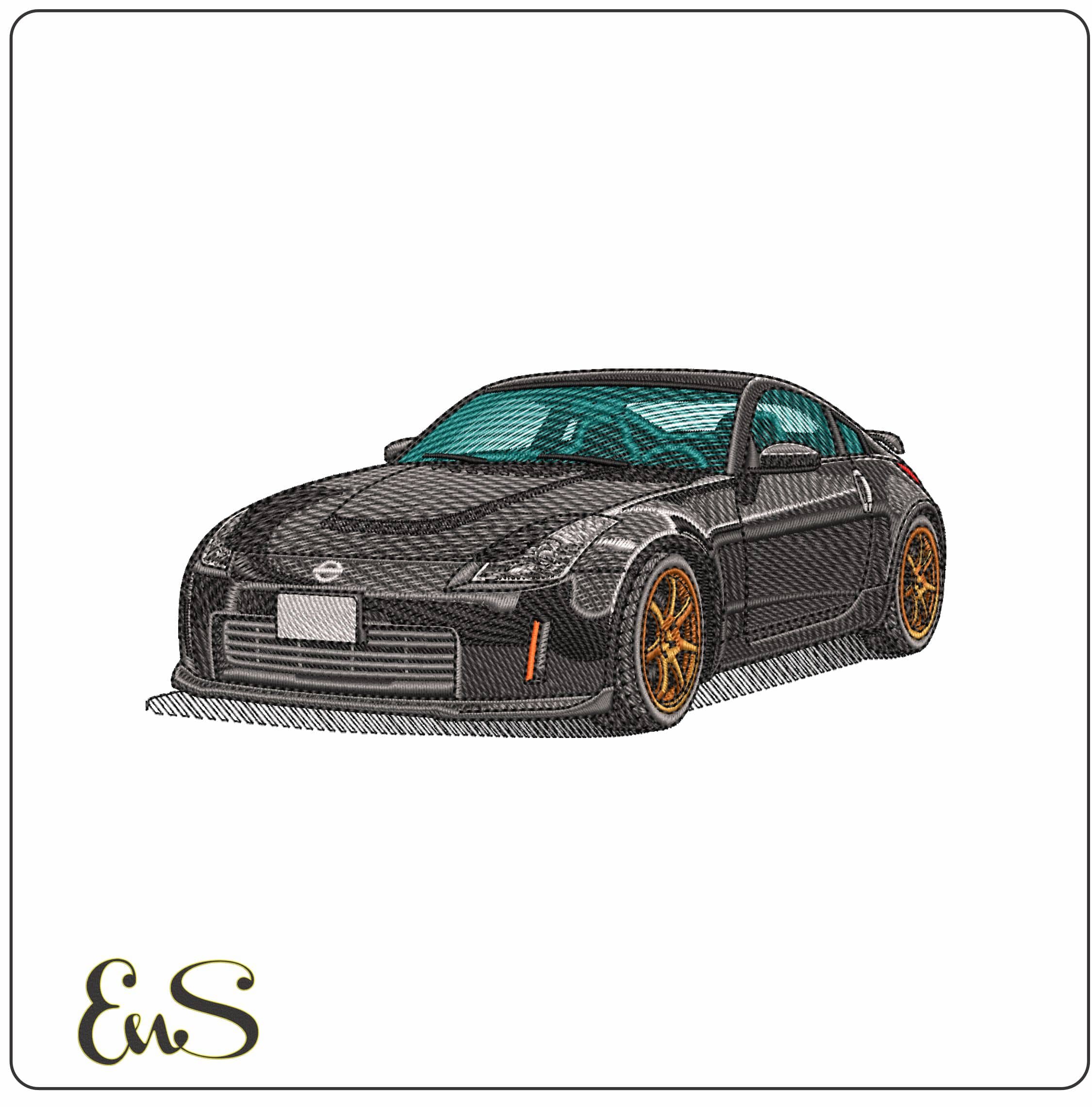 Nissan 350z black - Elegant embroidery design file - instant download