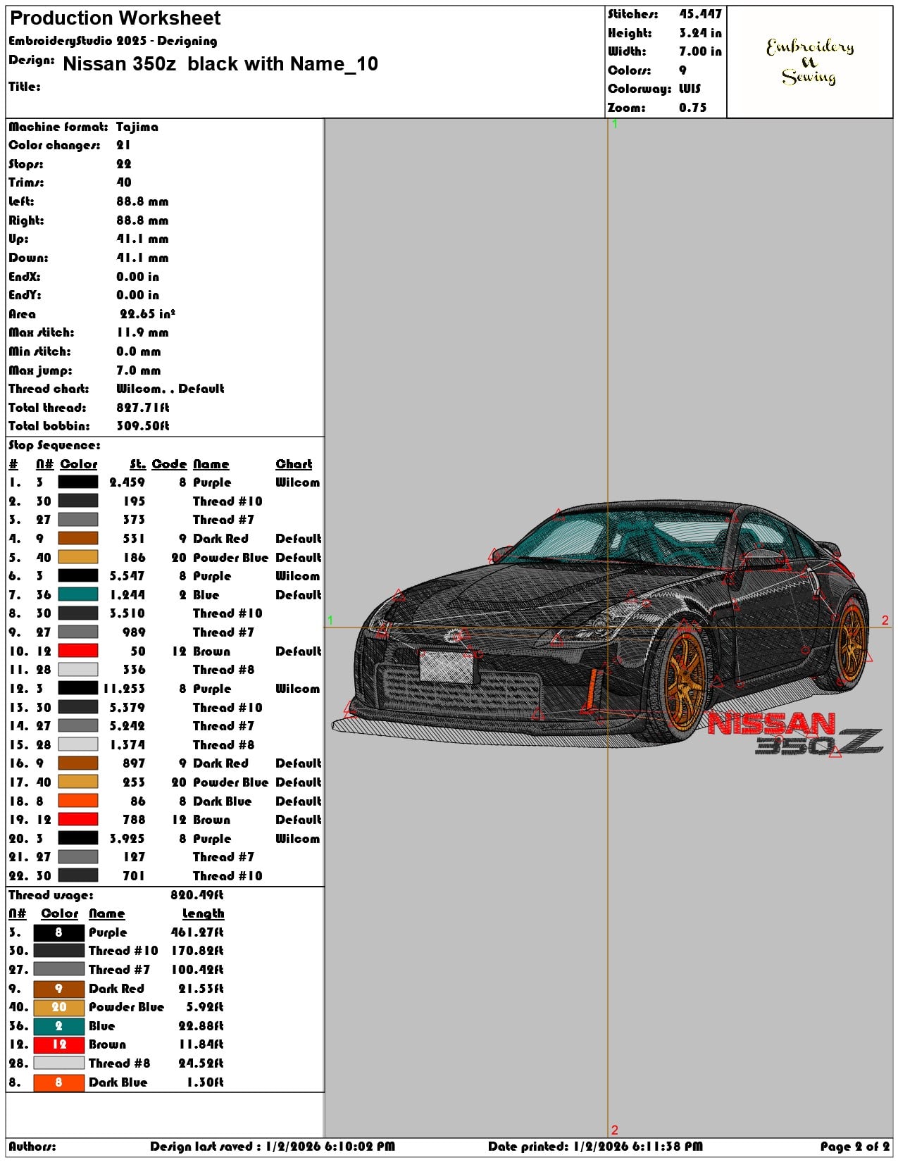 Nissan 350z black with Name - Elegant embroidery design file - instant download — view 4