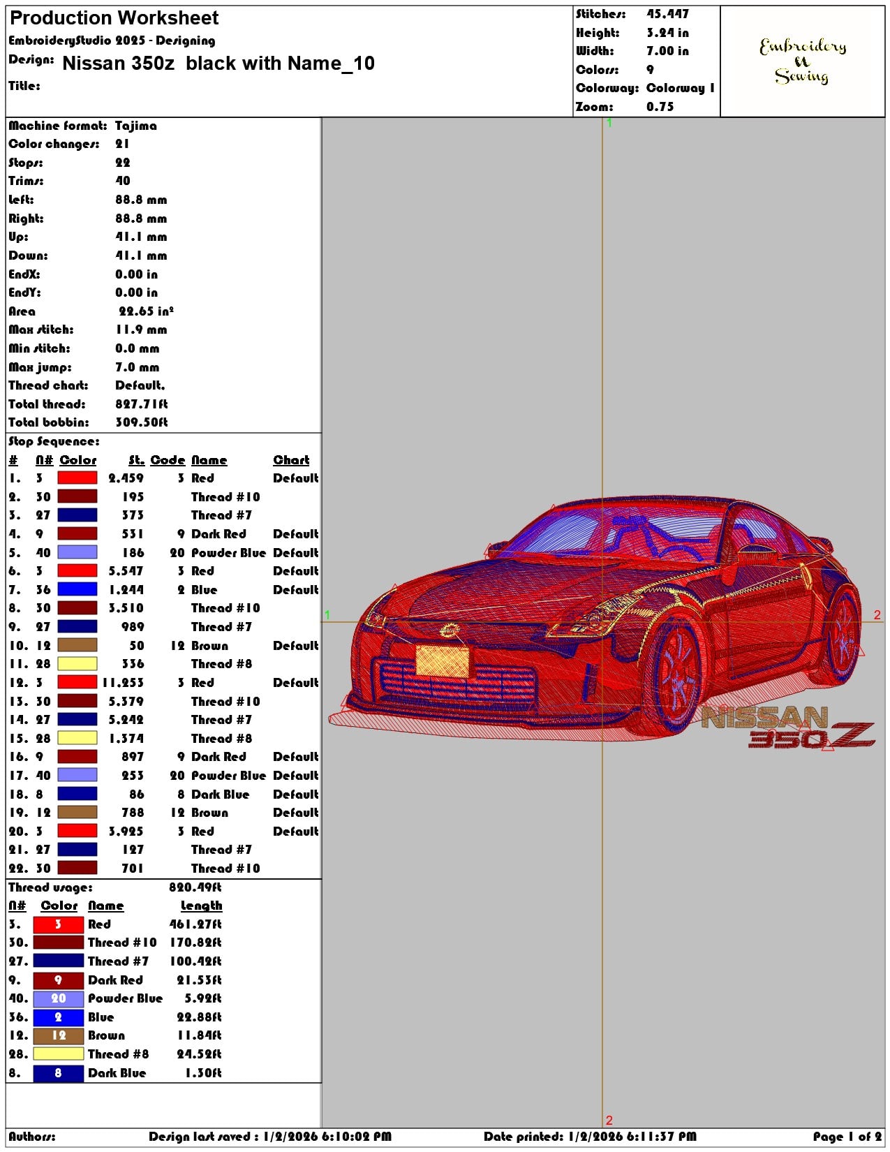 Nissan 350z black with Name - Elegant embroidery design file - instant download — view 3