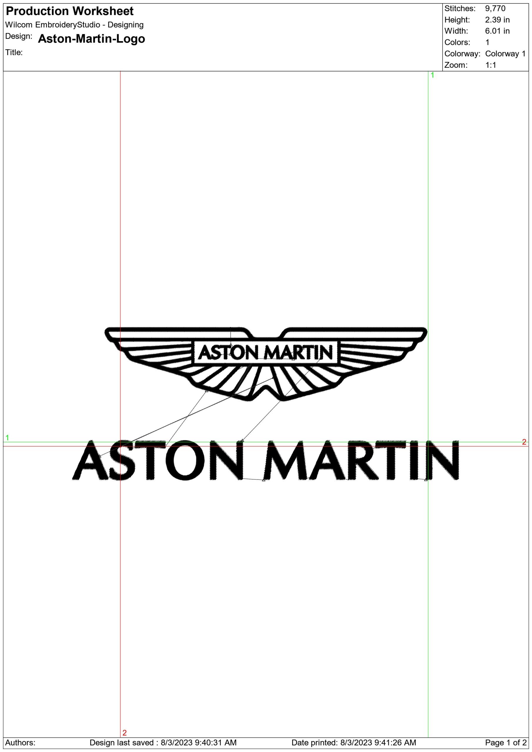 Aston Martin Logo embroidery design - Logo design machine pattern Car Auto Company embroidery file instant download in a frame — view 2