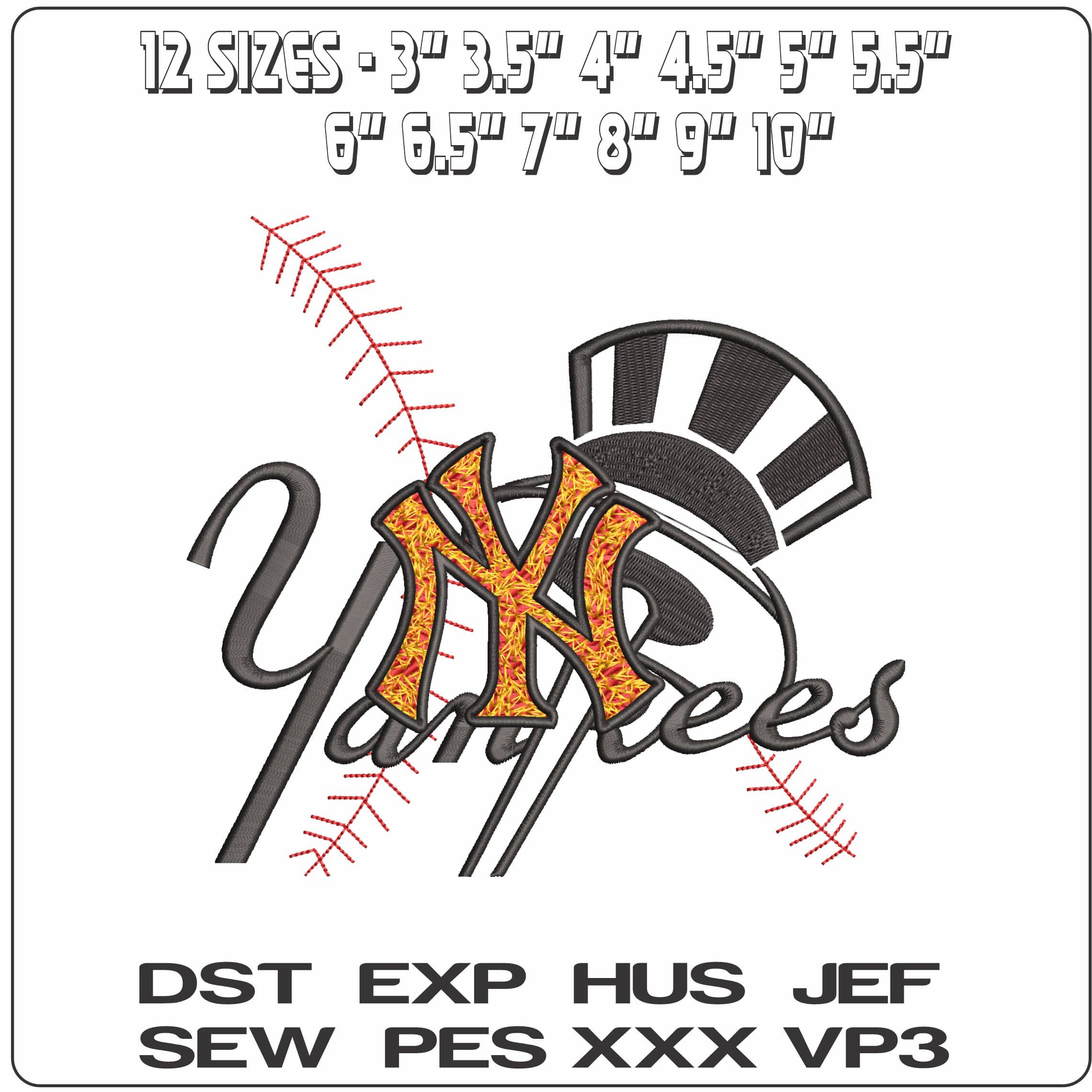 NY Yankees Baseball Motif - Elegant embroidery design file - instant download — view 2