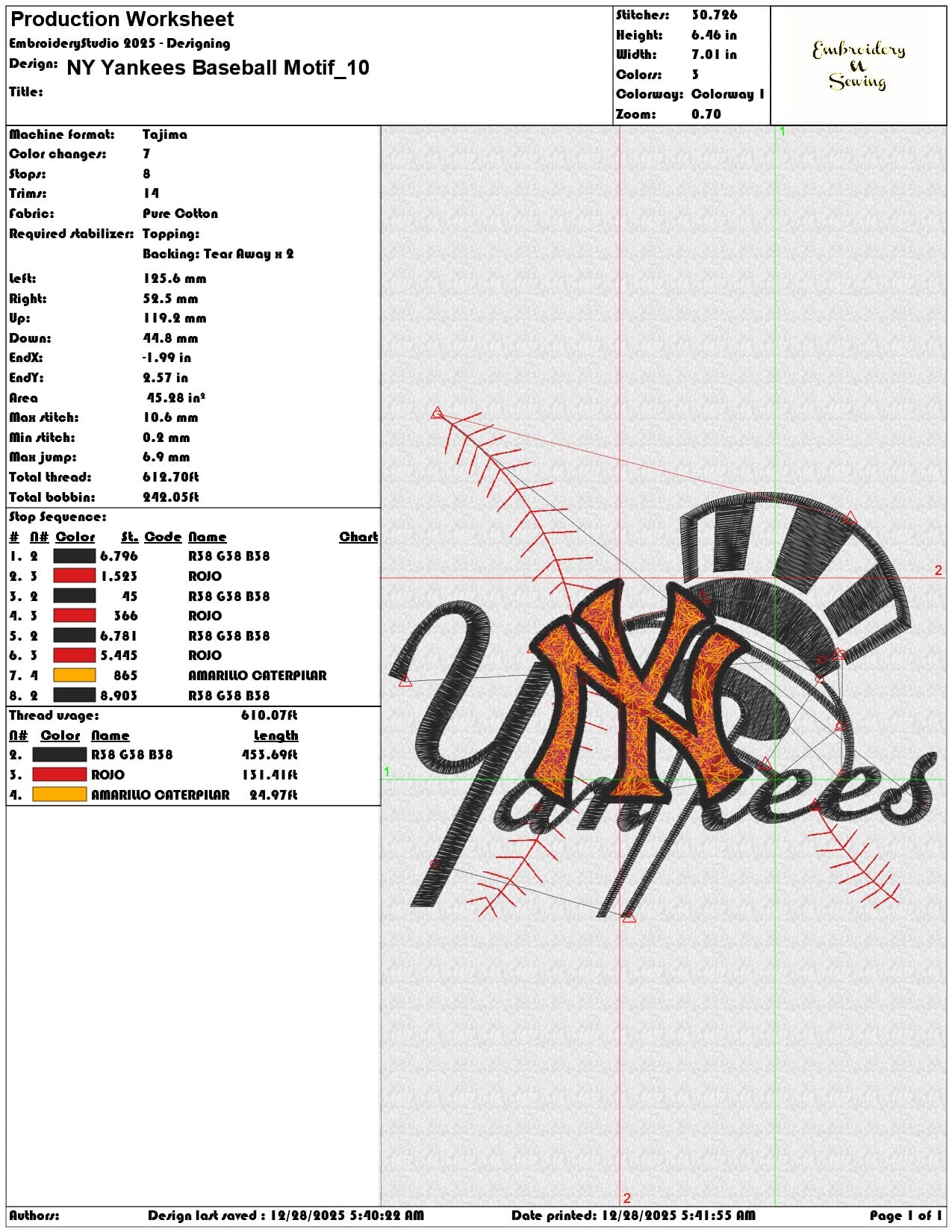 NY Yankees Baseball Motif - Elegant embroidery design file - instant download — view 3
