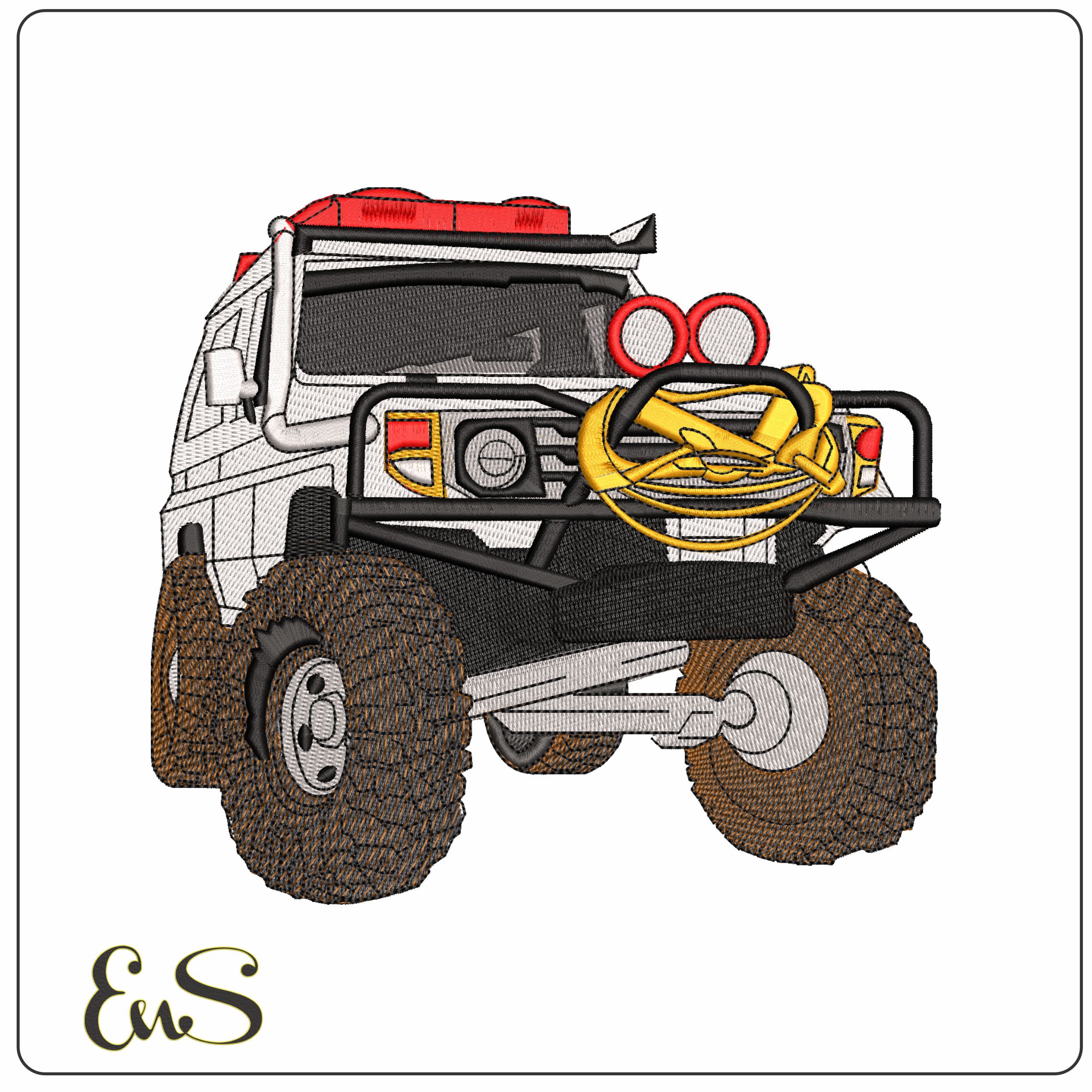 Off road truck with Winch - Elegant embroidery design file - instant download