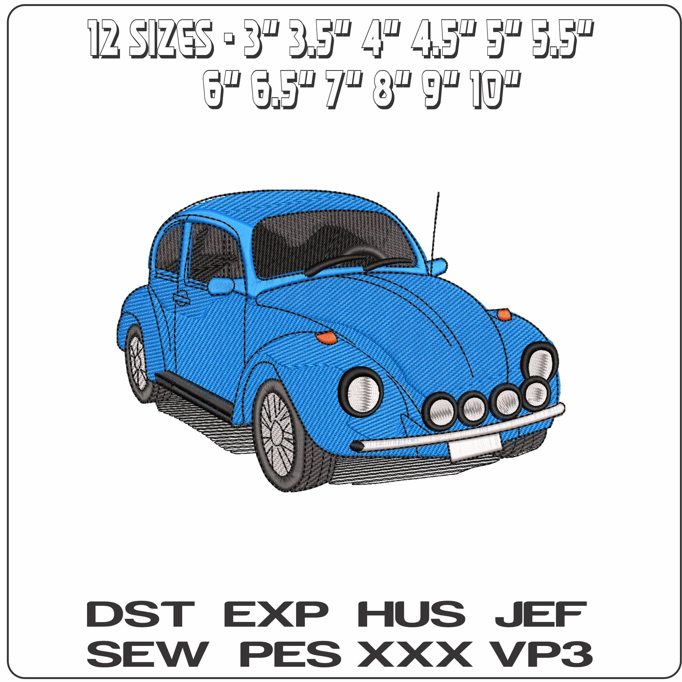 Old VW Beetle - Elegant embroidery design file - instant download — view 2
