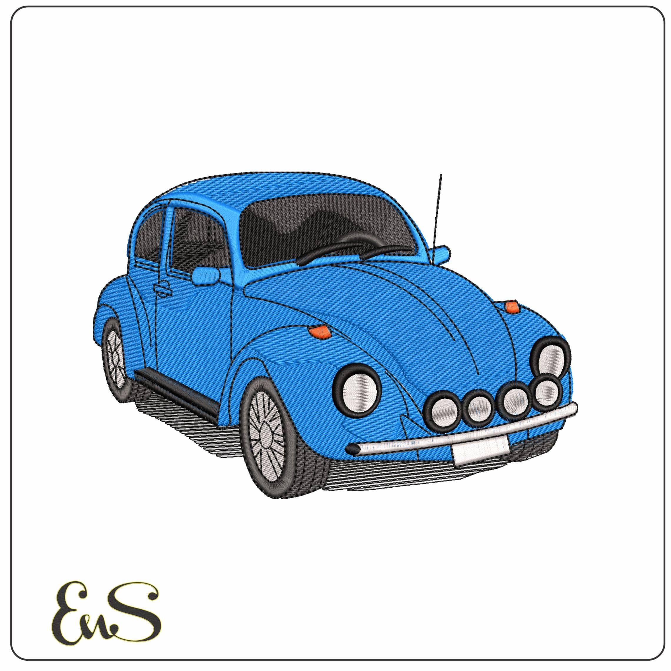 Old VW Beetle - Elegant embroidery design file - instant download