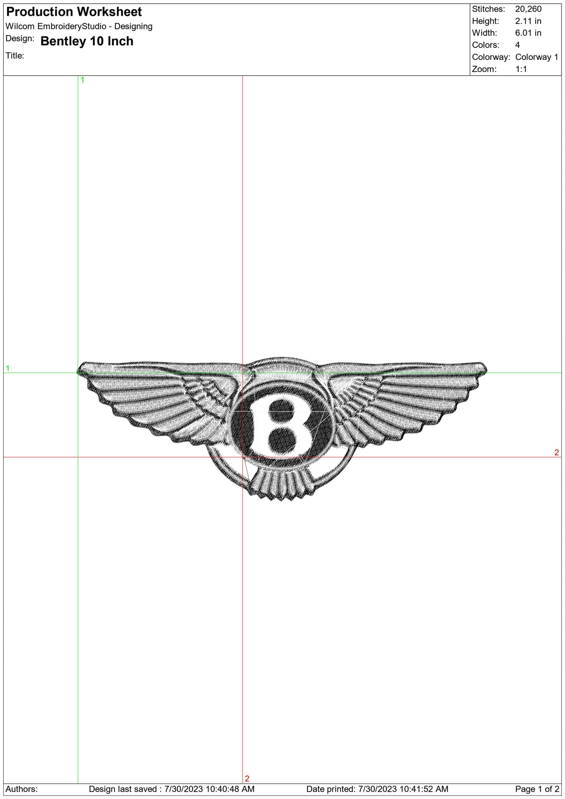 Bentley Car Logo embroidery design - Wings design machine pattern Car Auto Company embroidery file instant download in a frame — view 2