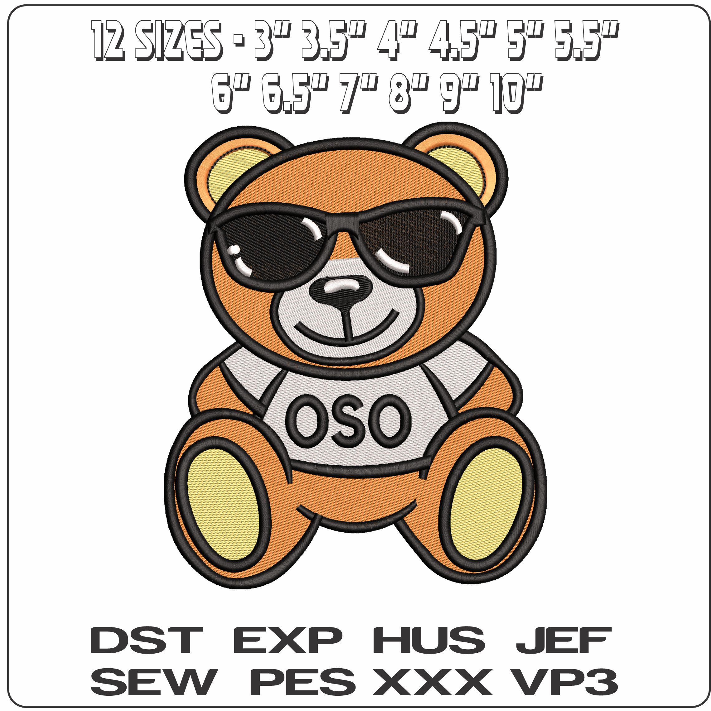 Oso con lentes Bear with Glasses  - Elegant embroidery design file - instant download — view 2