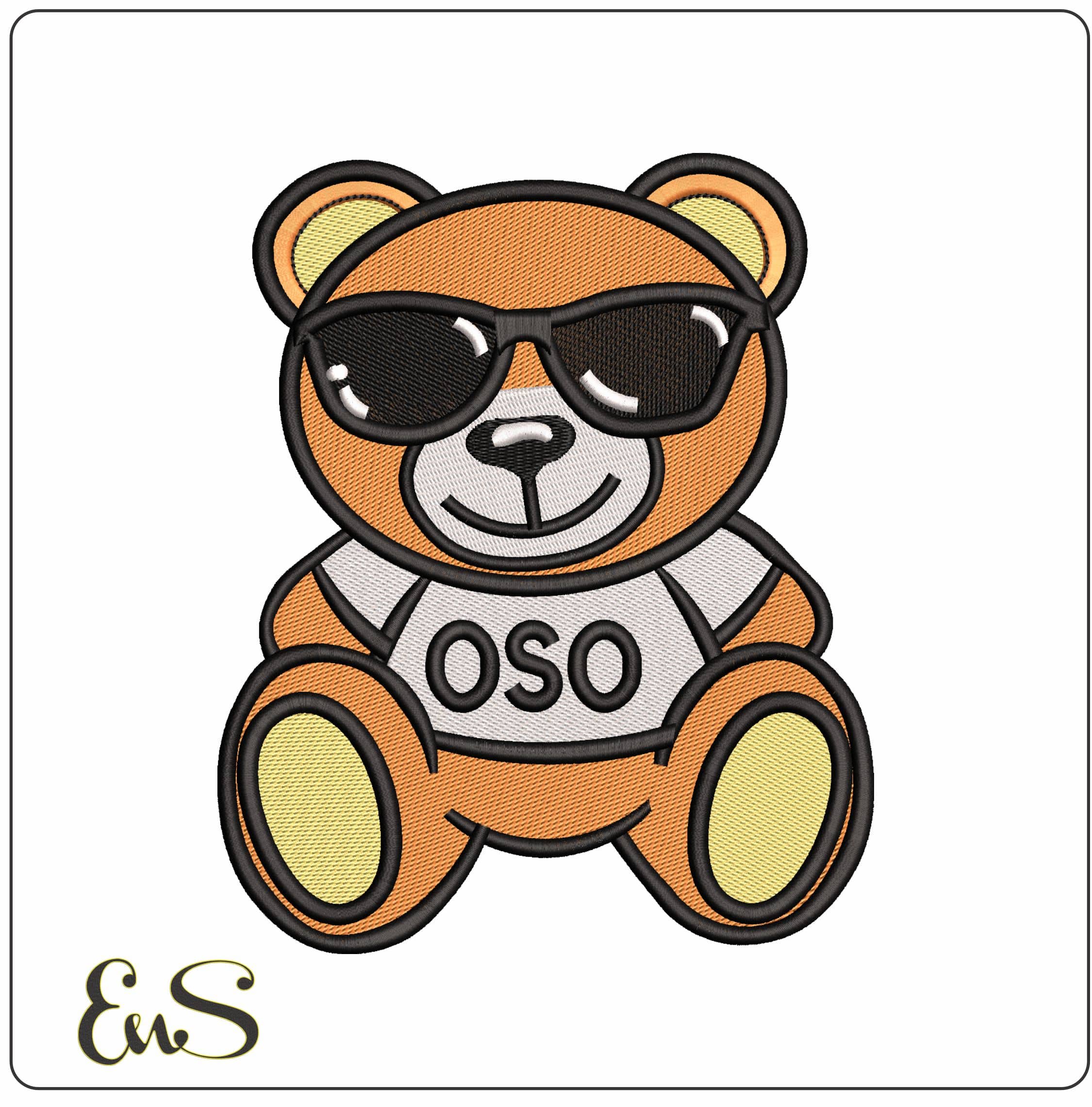 Oso con lentes Bear with Glasses  - Elegant embroidery design file - instant download