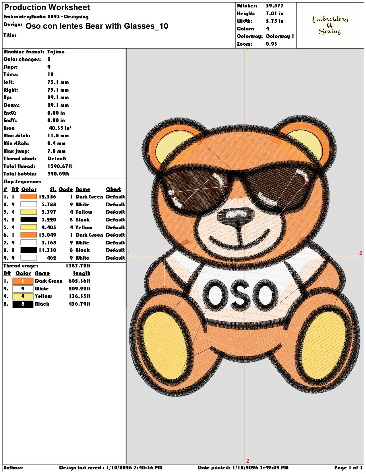 Oso con lentes Bear with Glasses  - Elegant embroidery design file - instant download — view 3