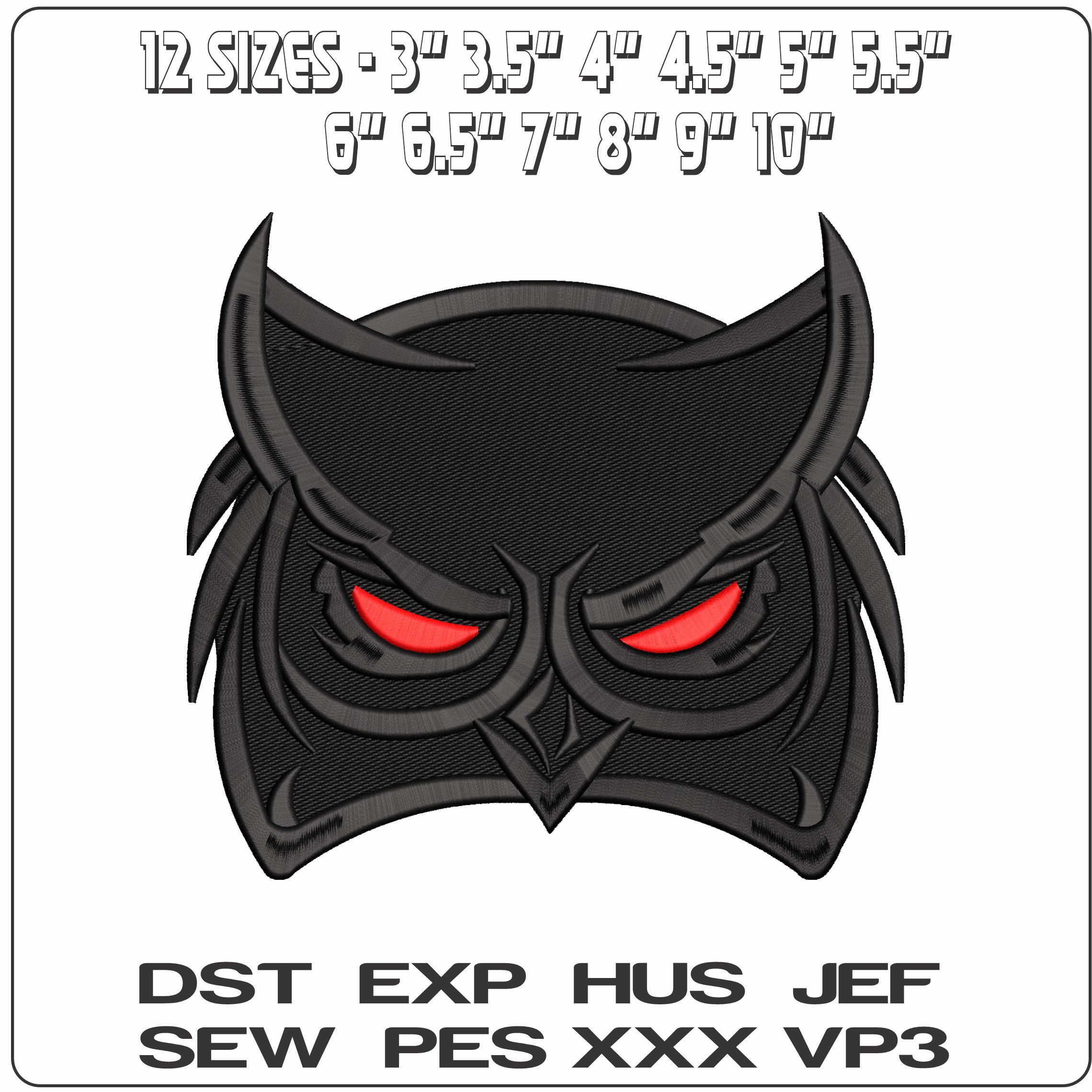 Owl Face  - Elegant embroidery design file - instant download — view 2