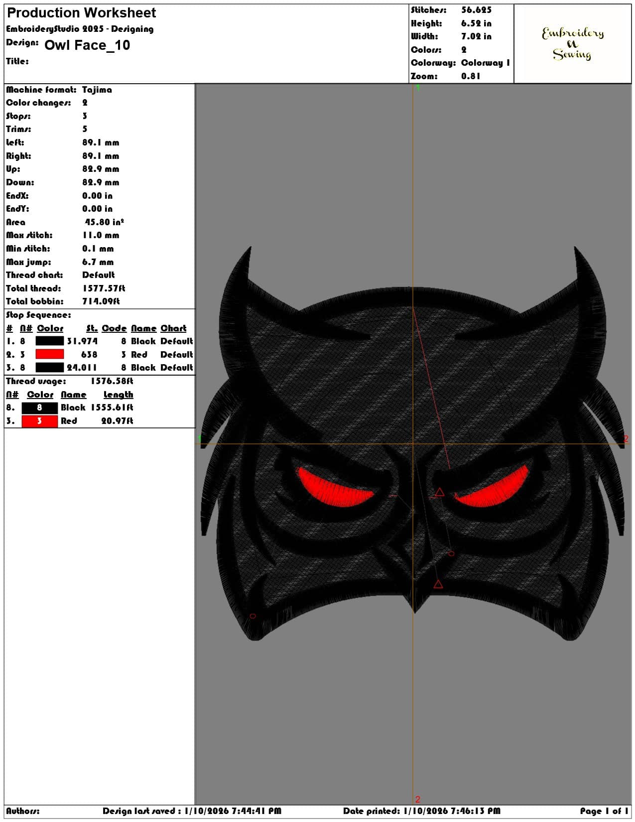 Owl Face  - Elegant embroidery design file - instant download — view 3