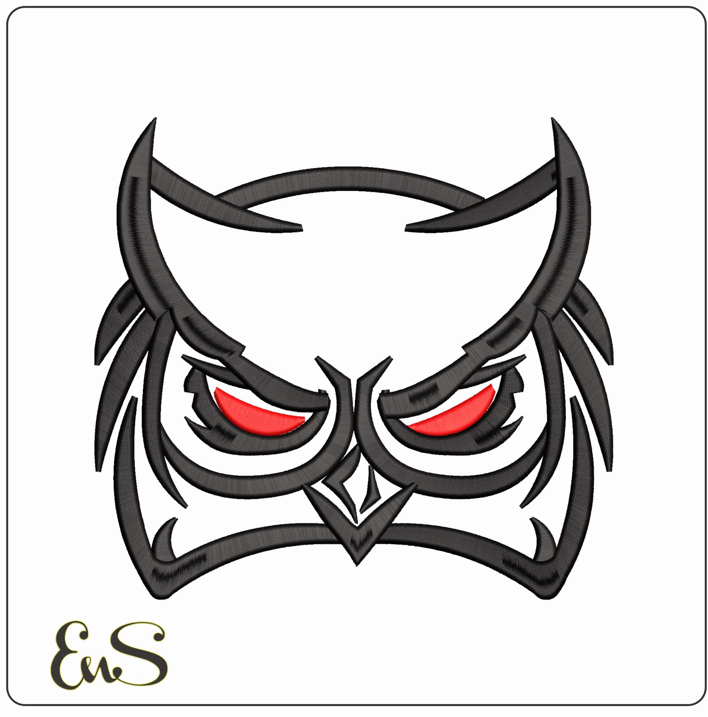 Owl Face Outline  - Elegant embroidery design file - instant download