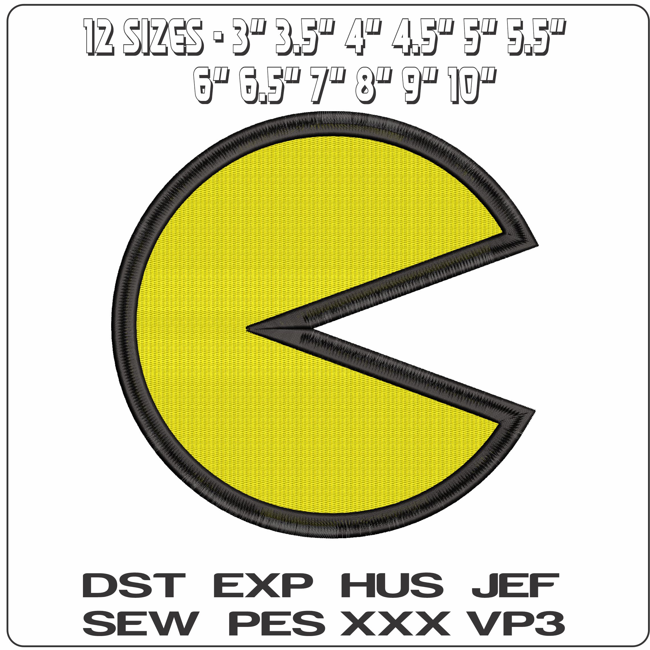 Packman Video Game  - Elegant embroidery design file - instant download — view 2