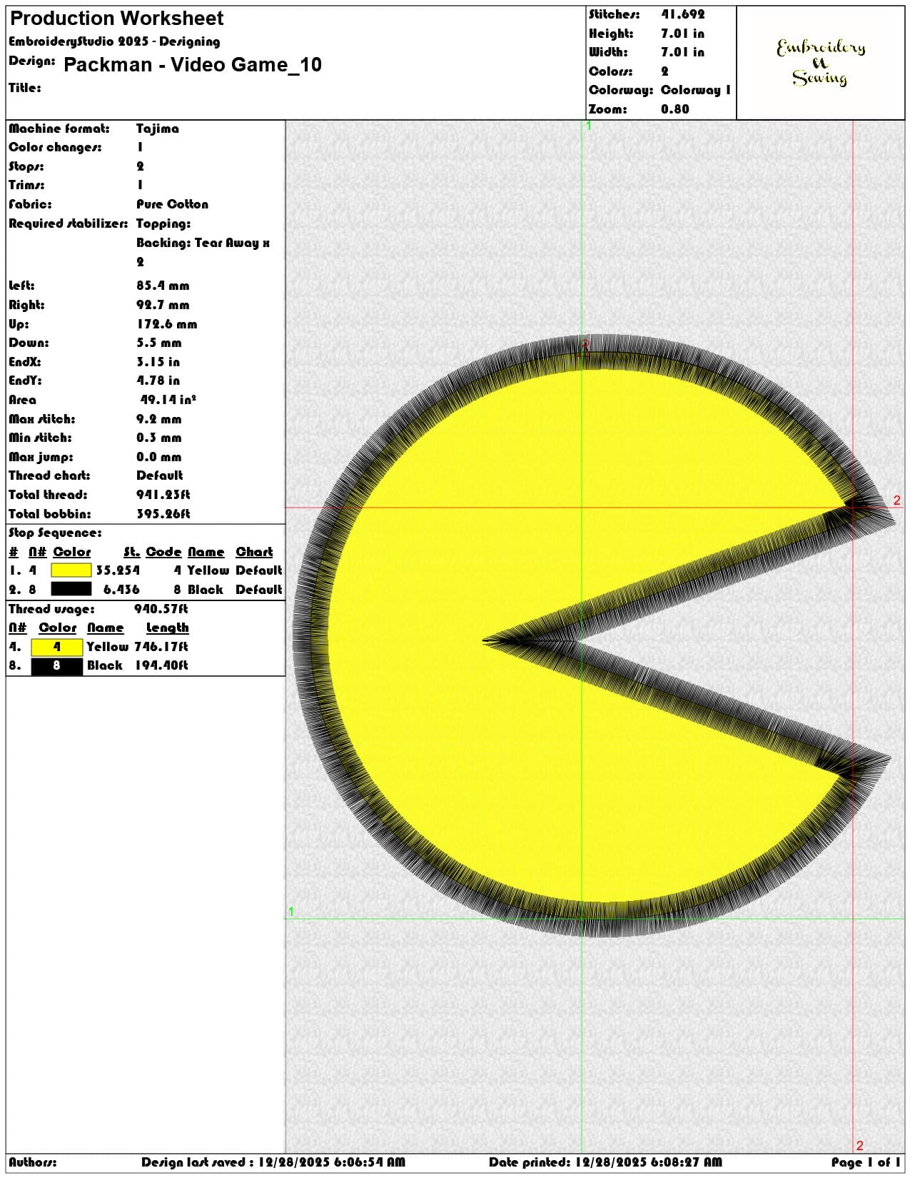 Packman Video Game  - Elegant embroidery design file - instant download — view 3