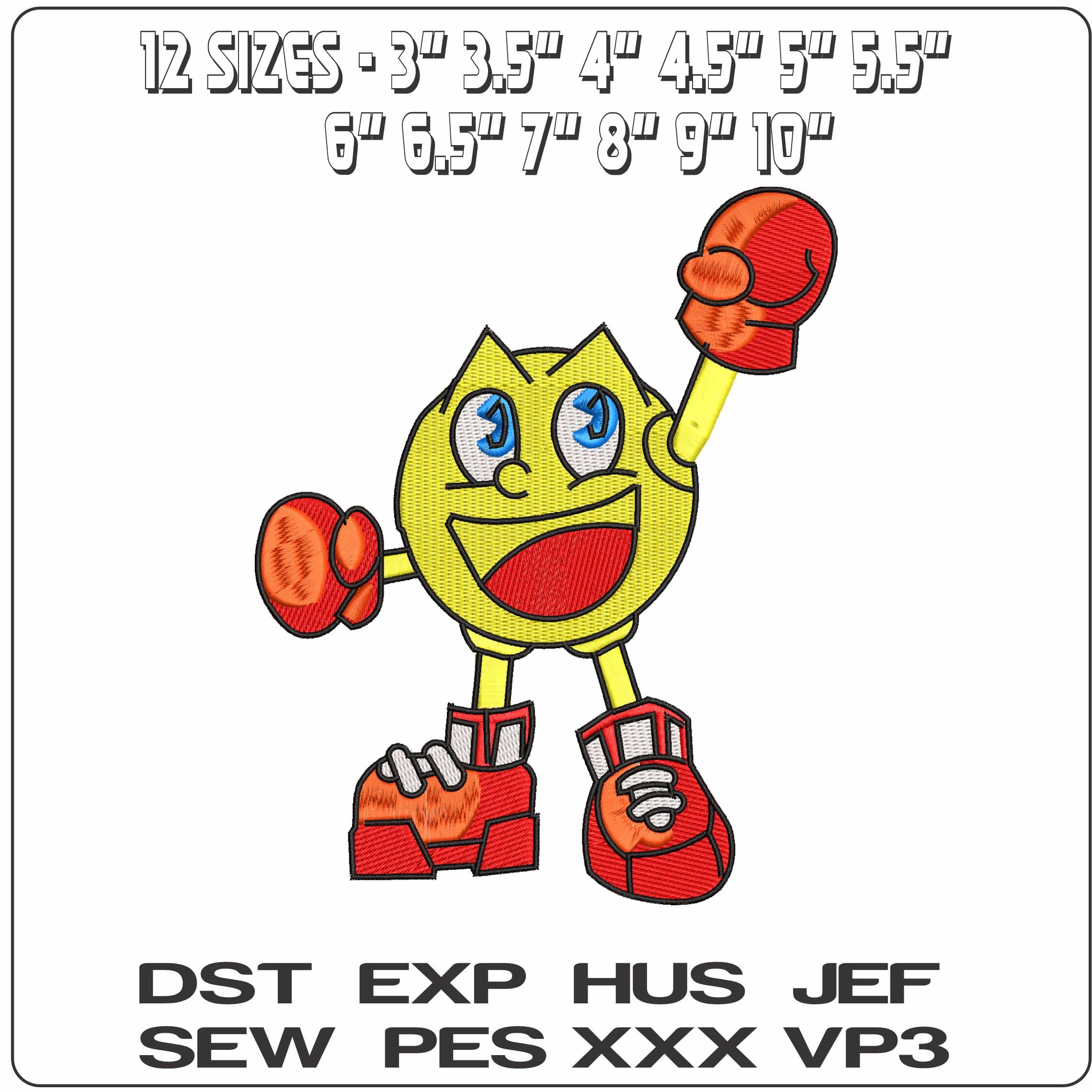 Packman Boxing  - Elegant embroidery design file - instant download — view 2